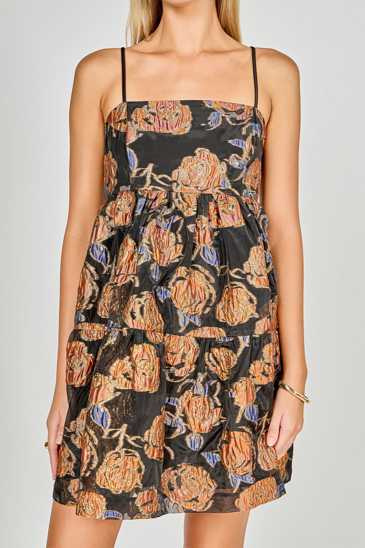 Metallic Jacquard Mini Dress