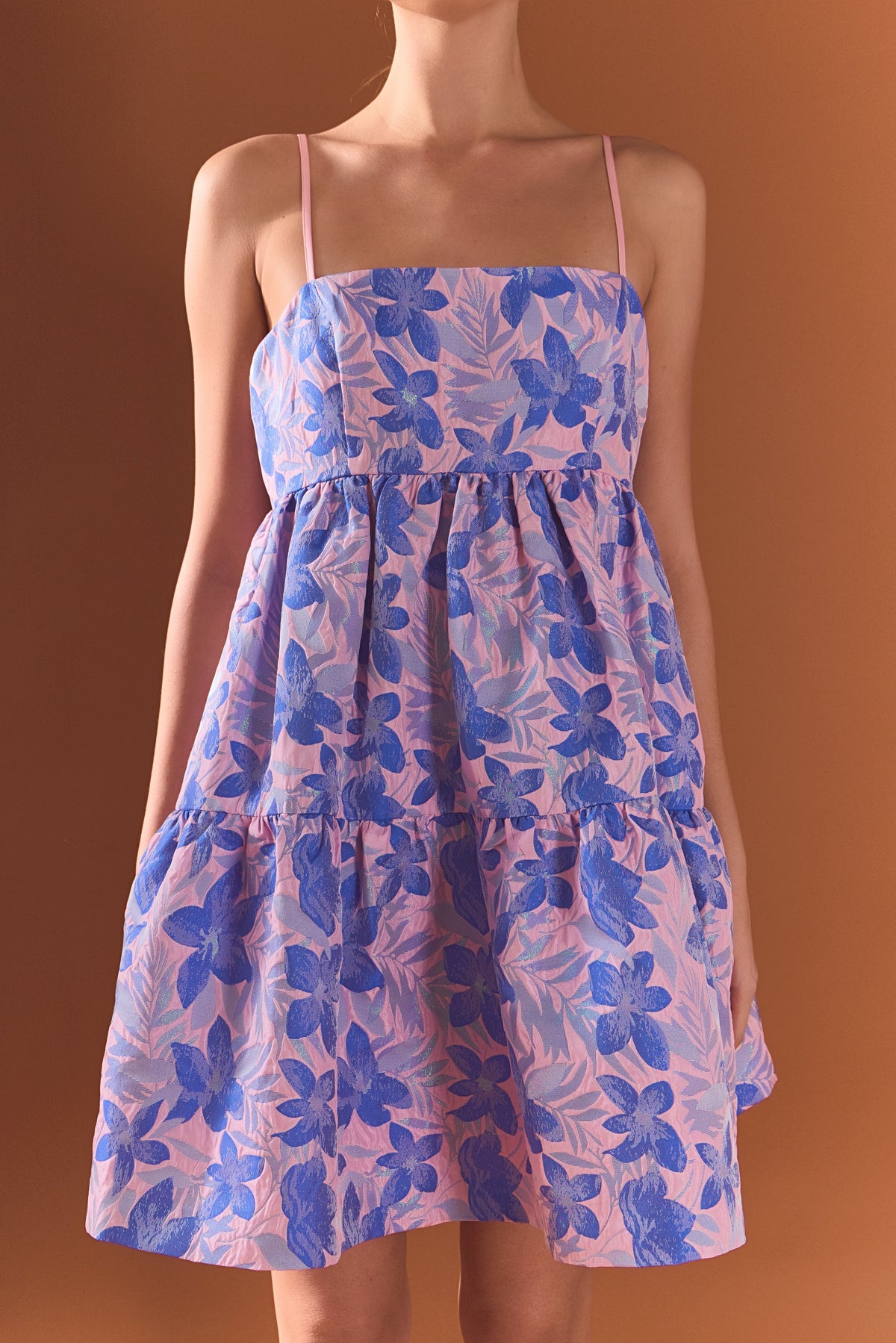 ENDLESS ROSE - Metallic Foral Jacquard Mini Dress - DRESSES available at Objectrare