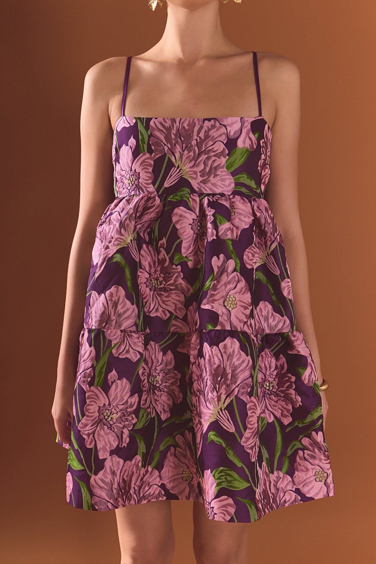 ENDLESS ROSE - Floral Jacquard Mini Dress - DRESSES available at Objectrare