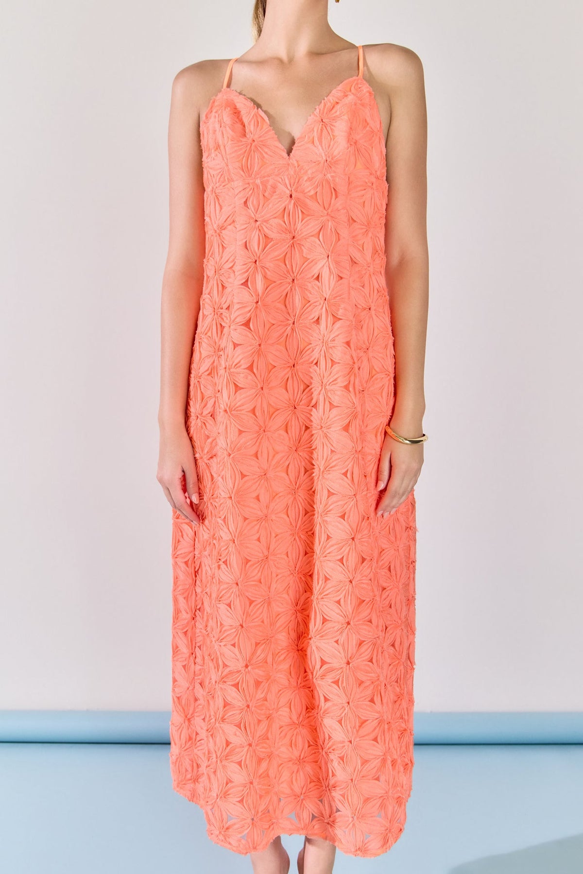 Spaghetti Strap Lace Midi Dress