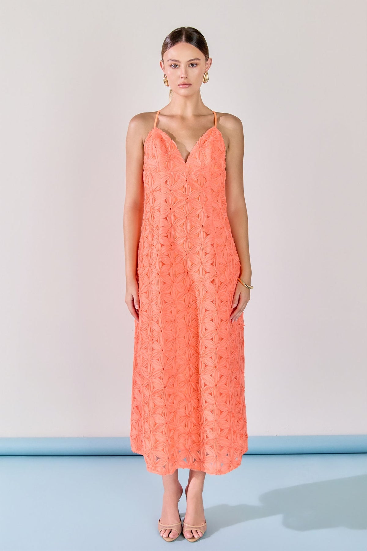 Spaghetti Strap Lace Midi Dress