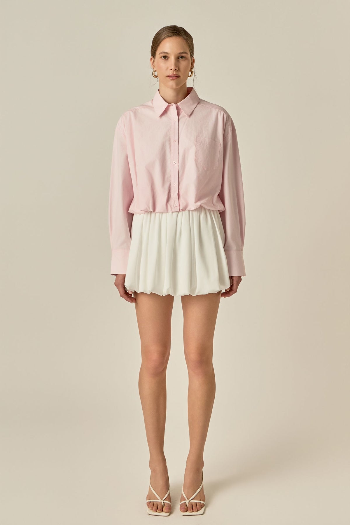 ENGLISH FACTORY - Bubble Hem Long Sleeve Shirt - TOPS available at Objectrare