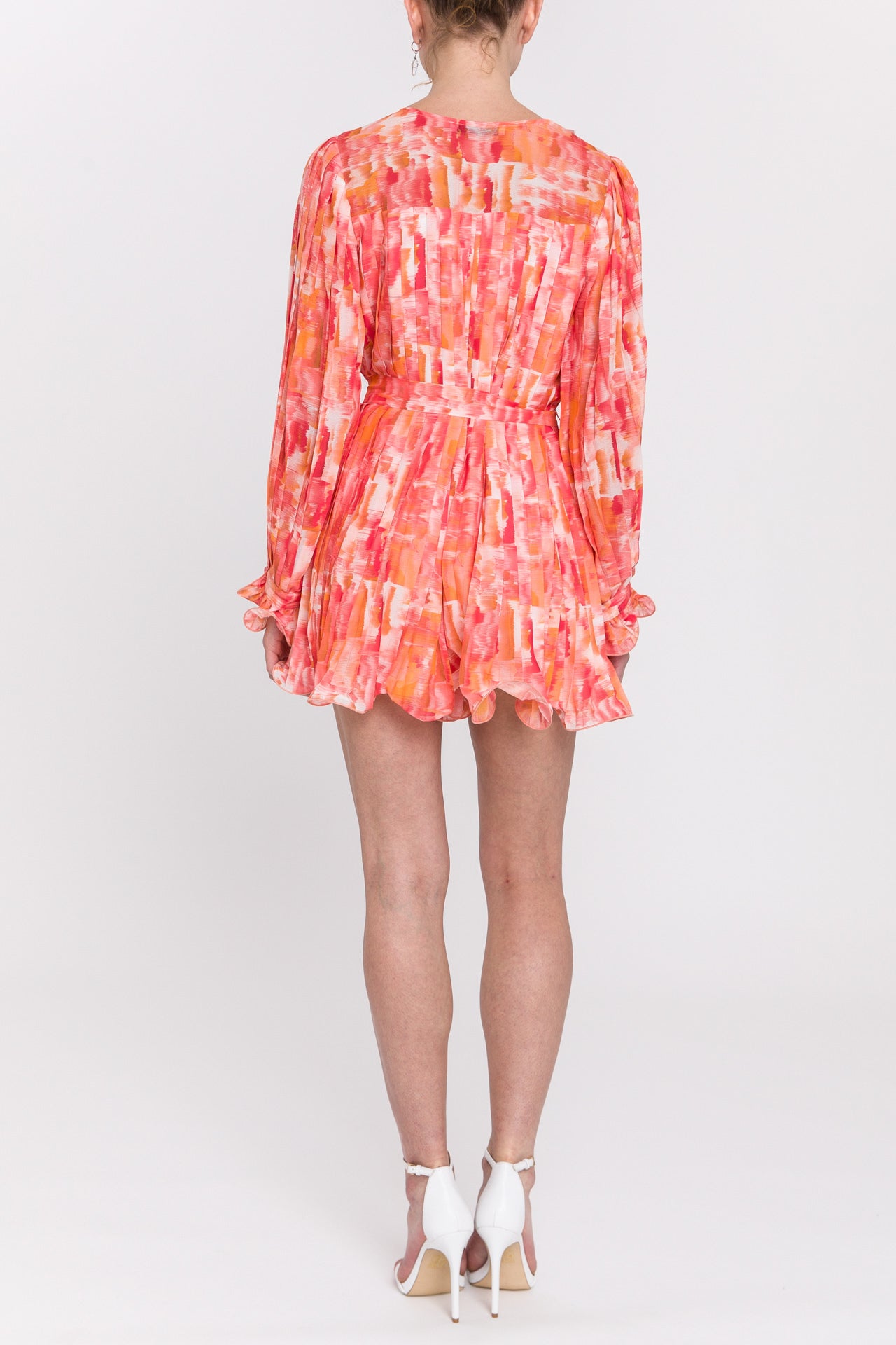 V-neckline Woven Ruffle Romper