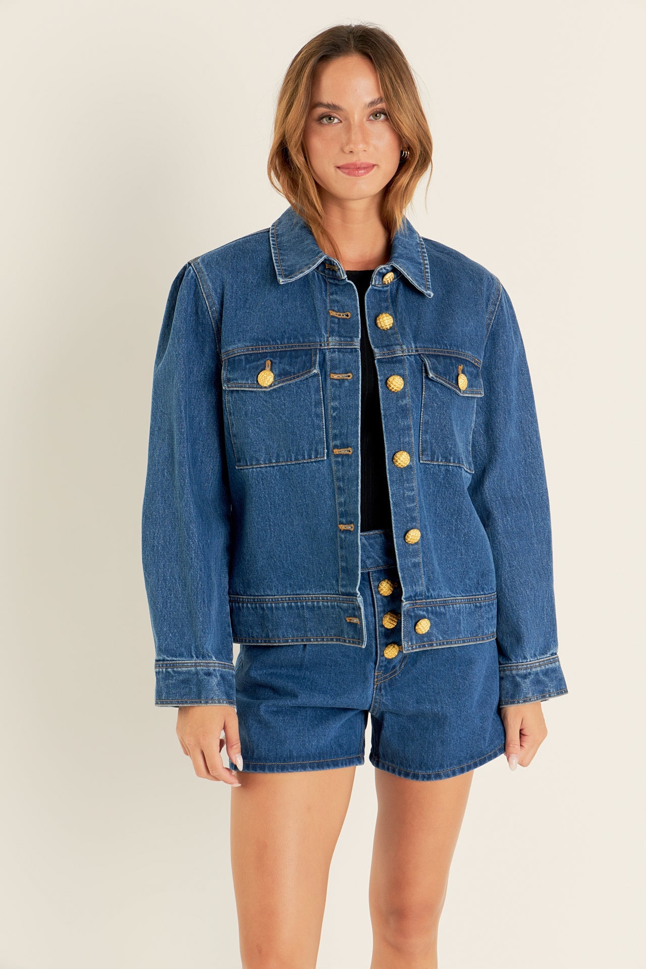ENGLISH FACTORY - Buttoned Denim Shorts - SHORTS available at Objectrare