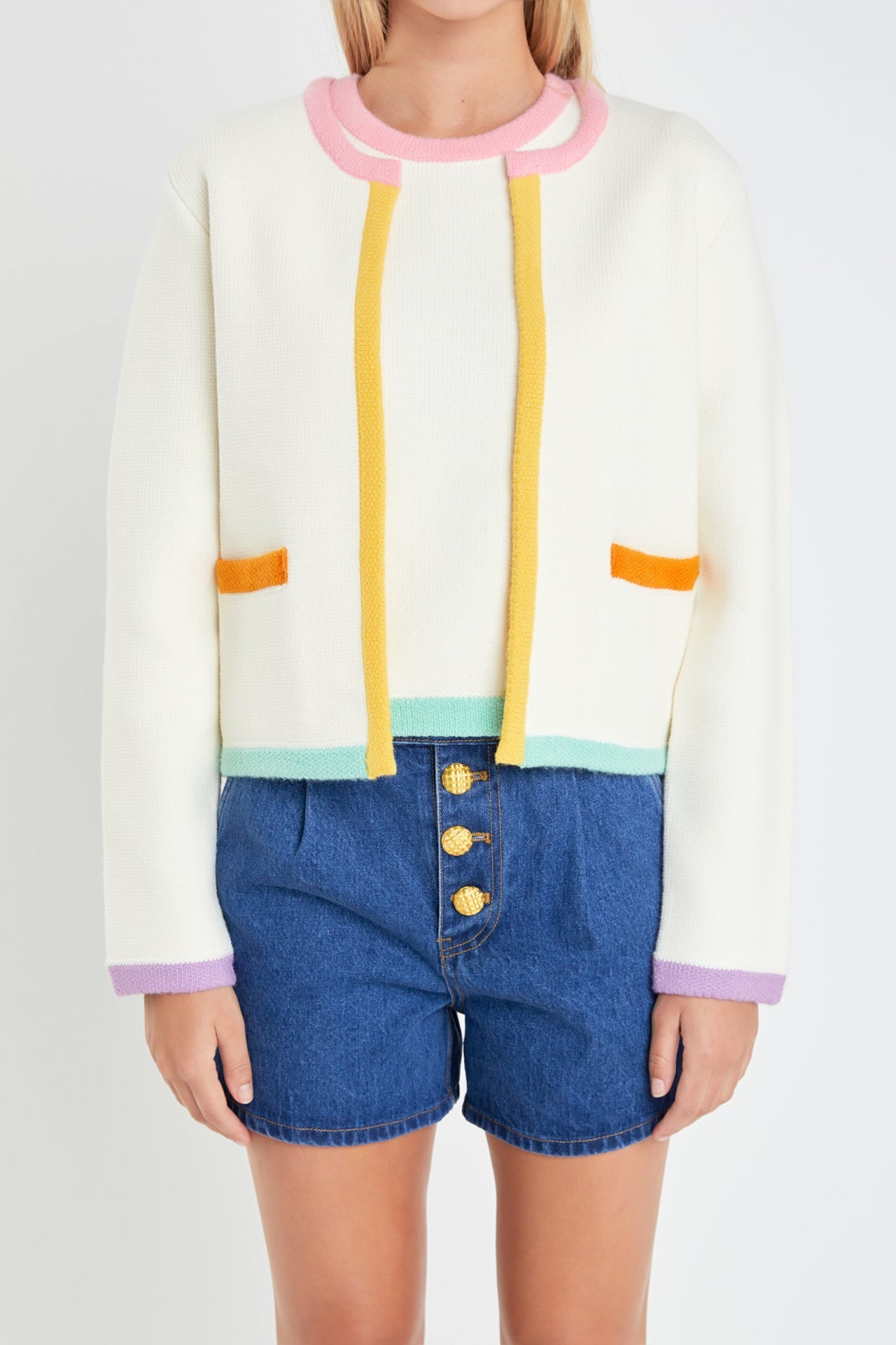 ENGLISH FACTORY - Color Block Sweater Cardigan - SWEATERS & KNITS available at Objectrare