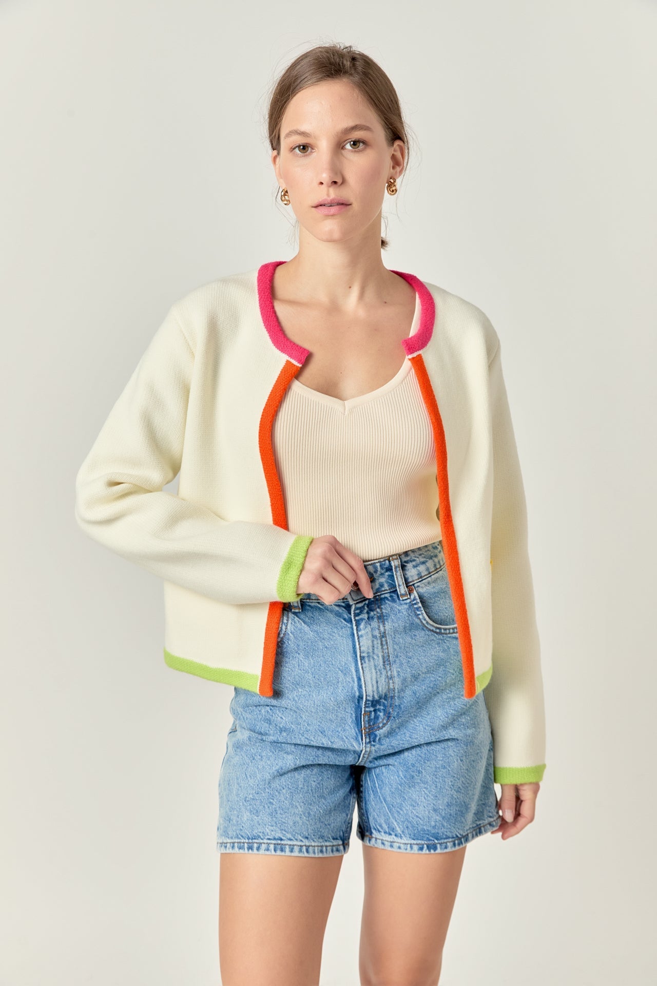 ENGLISH FACTORY - Color Block Sweater Cardigan - SWEATERS & KNITS available at Objectrare