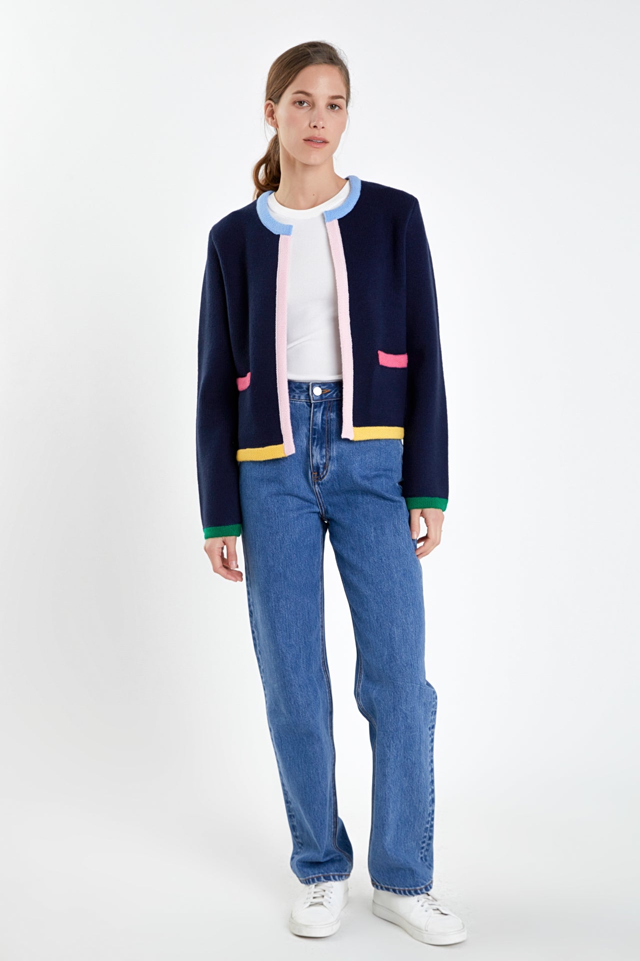 ENGLISH FACTORY - Color Block Sweater Cardigan - SWEATERS & KNITS available at Objectrare