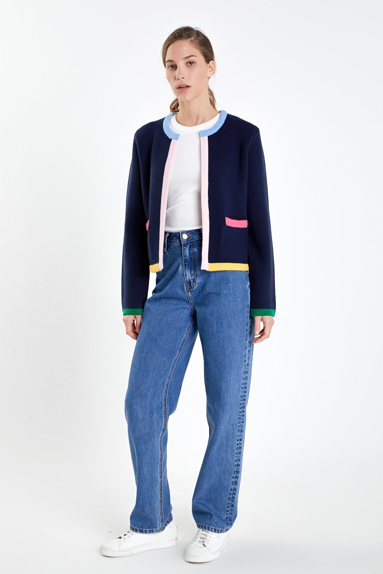ENGLISH FACTORY - Color Block Sweater Cardigan - SWEATERS & KNITS available at Objectrare
