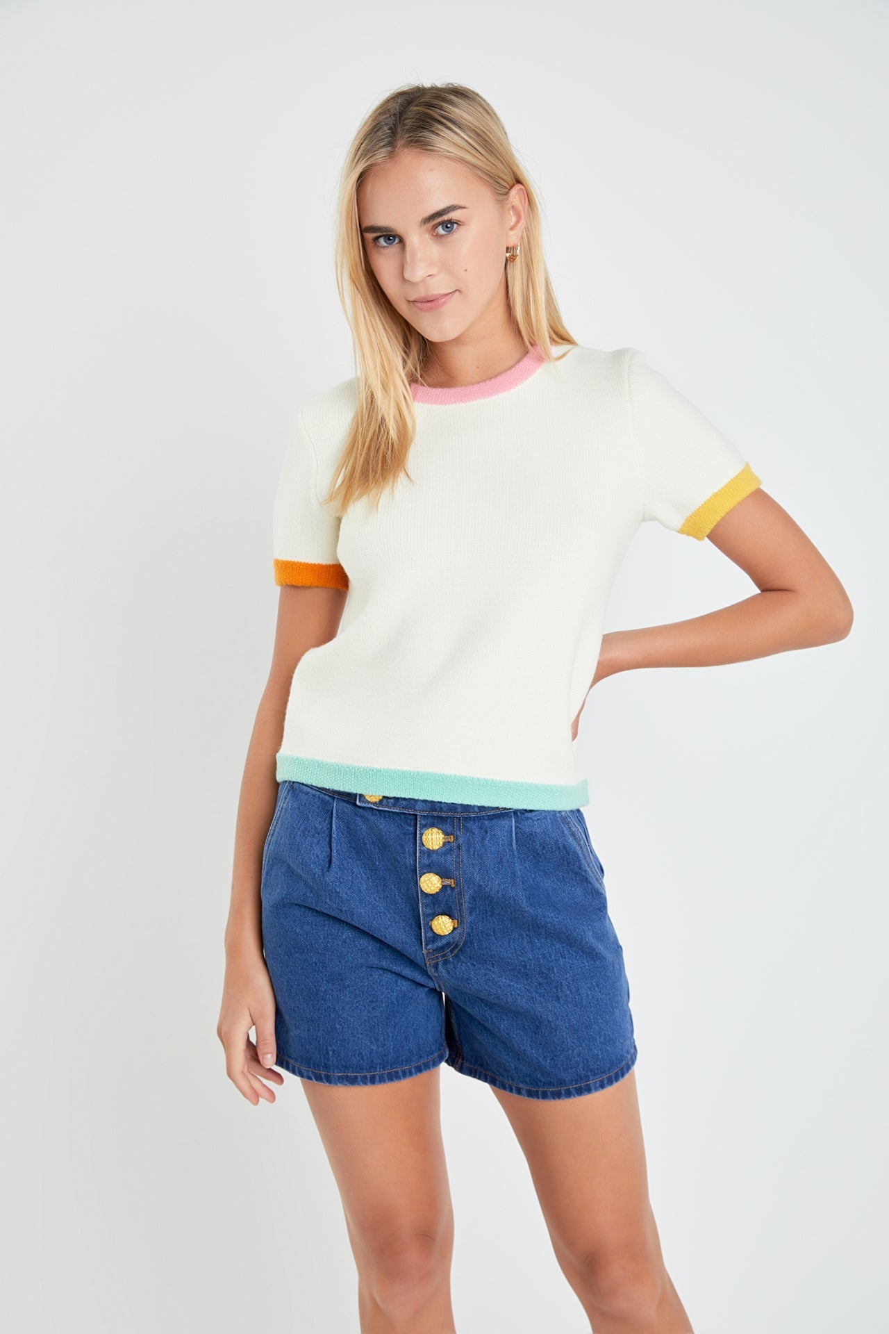 ENGLISH FACTORY - Color Block Sweater Top - SWEATERS & KNITS available at Objectrare