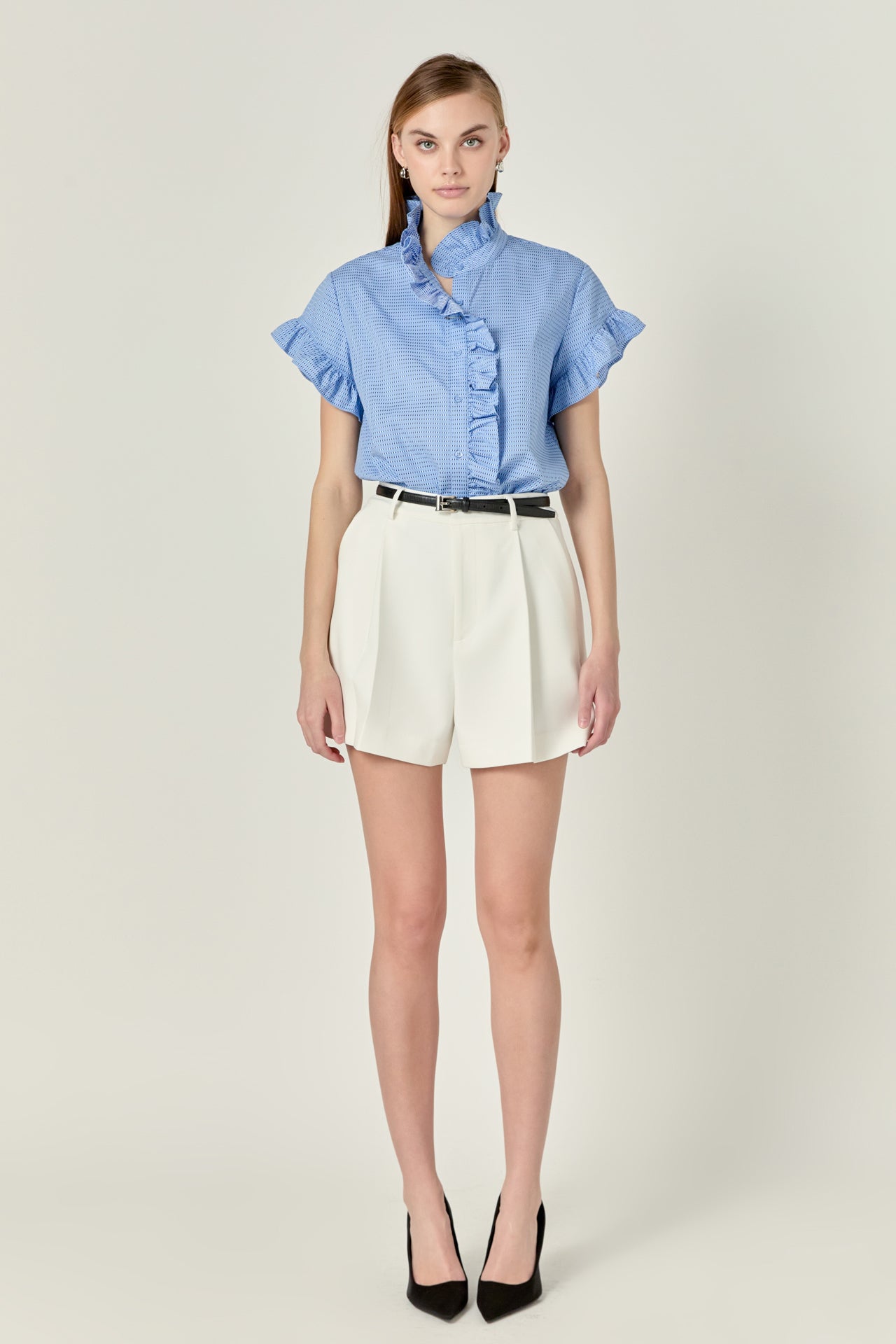 ENGLISH FACTORY - Pleated High Waisted Shorts - SHORTS available at Objectrare