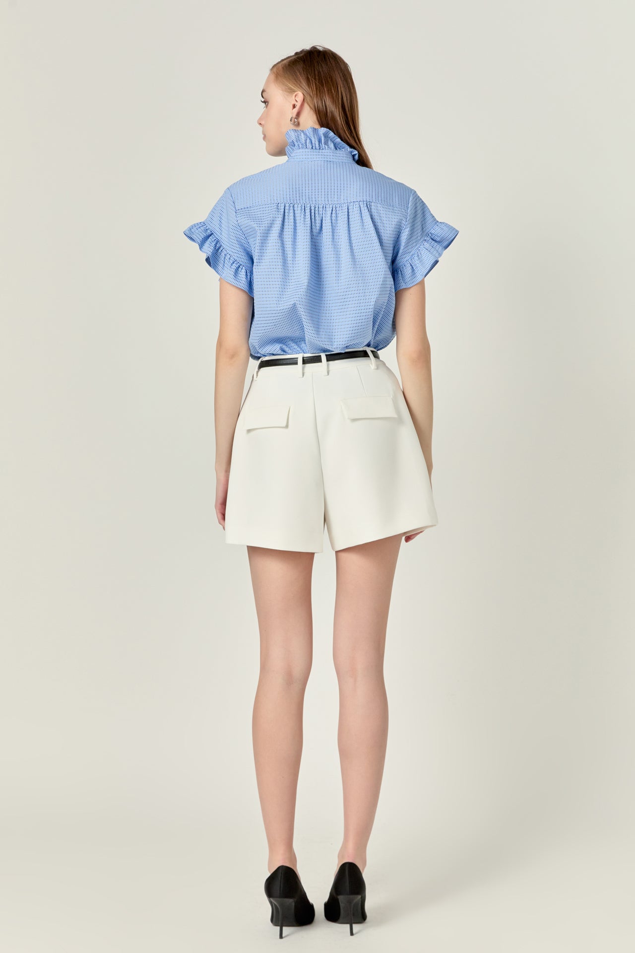 ENGLISH FACTORY - Pleated High Waisted Shorts - SHORTS available at Objectrare