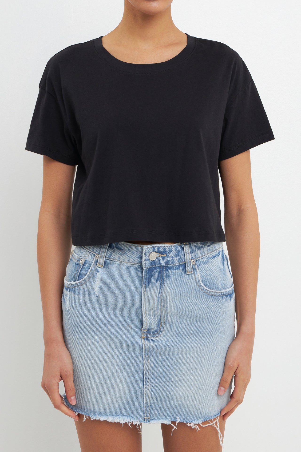 GREY LAB - Cropped Basic T-Shirt - TOPS available at Objectrare