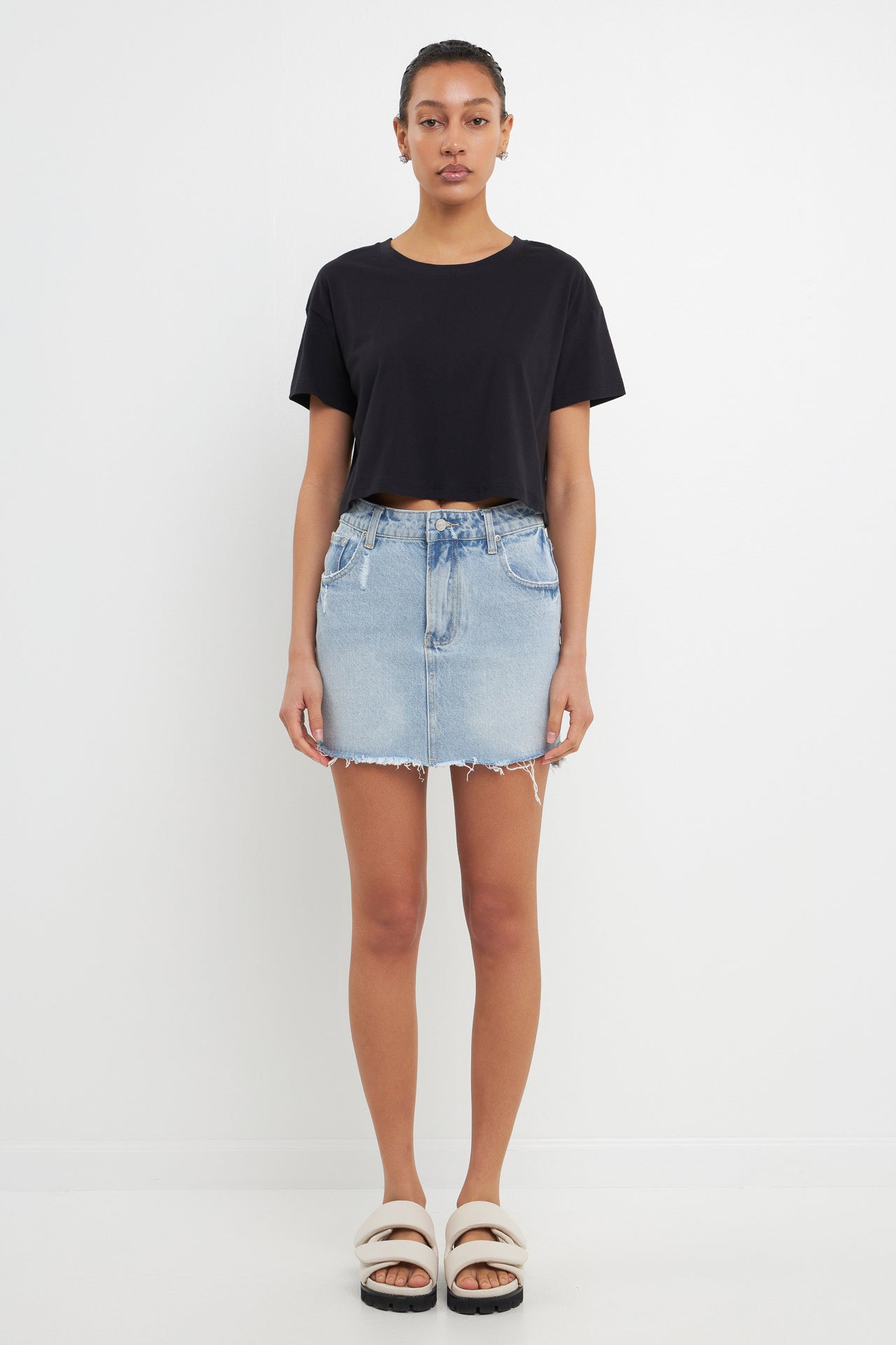 GREY LAB - Cropped Basic T-Shirt - TOPS available at Objectrare