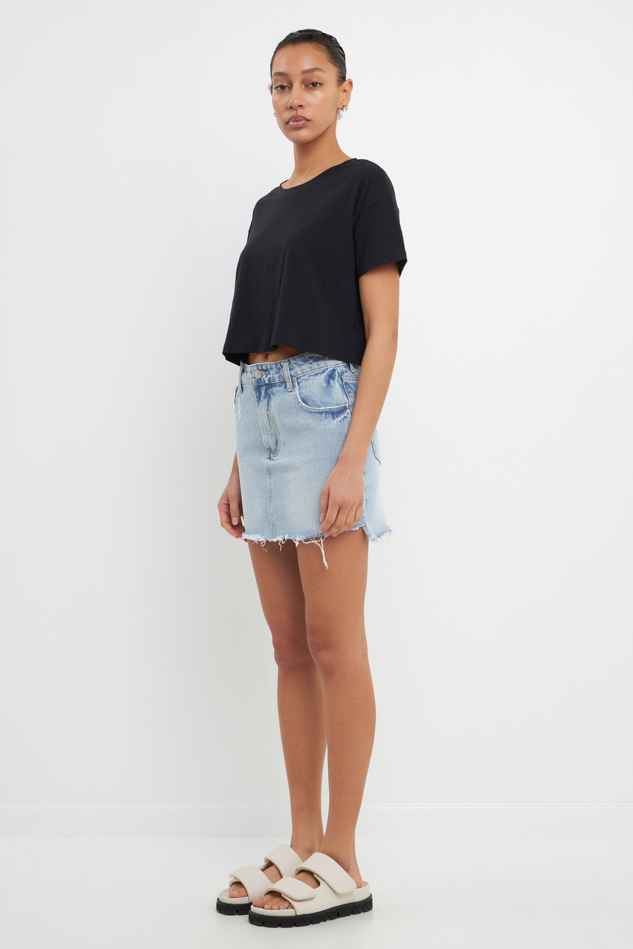 GREY LAB - Cropped Basic T-Shirt - TOPS available at Objectrare