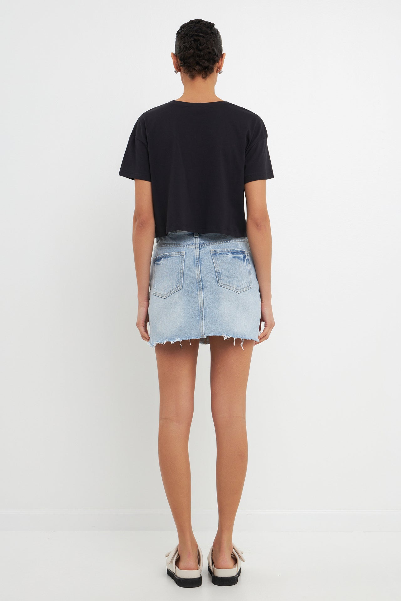 GREY LAB - Cropped Basic T-Shirt - TOPS available at Objectrare