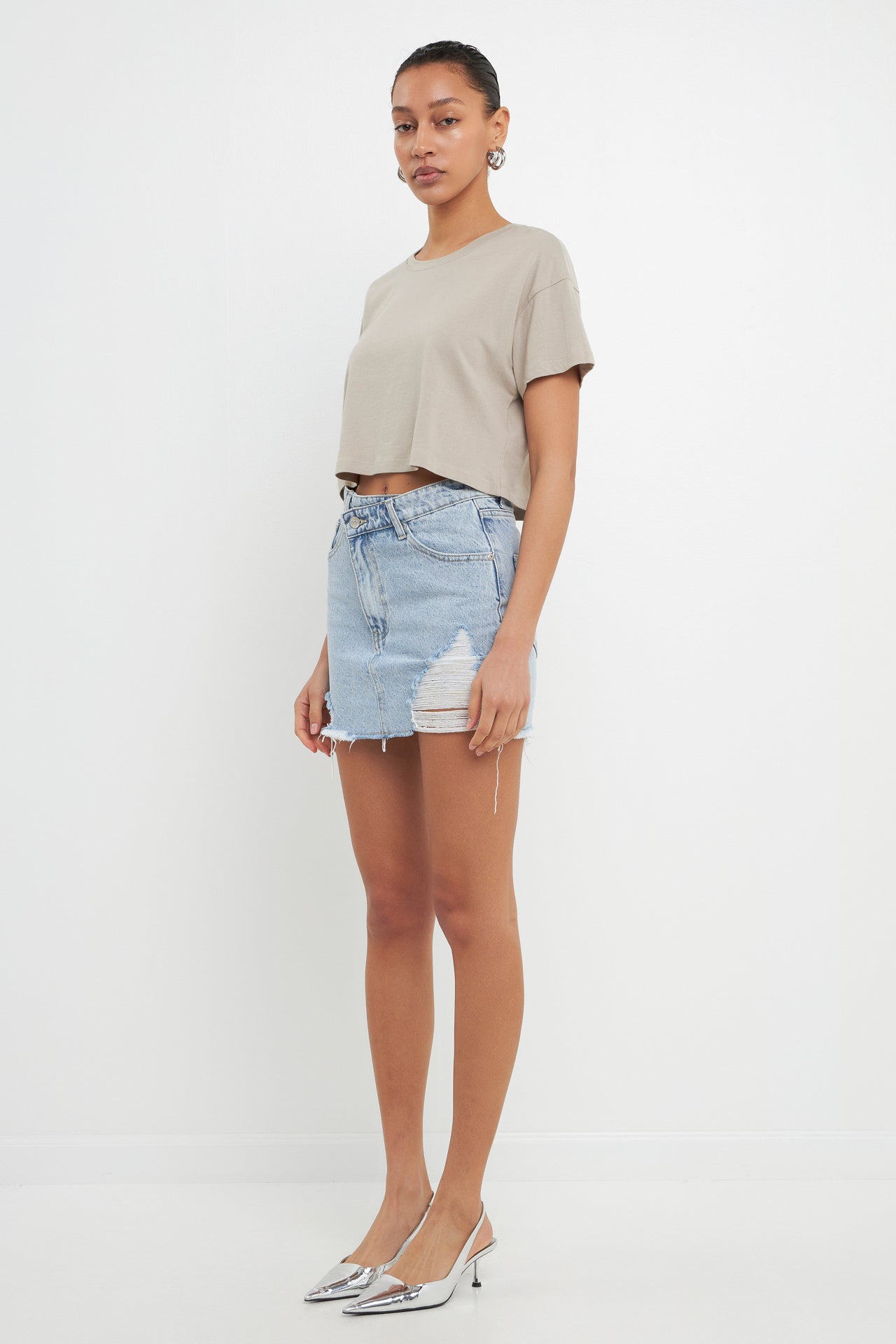 GREY LAB - Cropped Basic T-Shirt - TOPS available at Objectrare