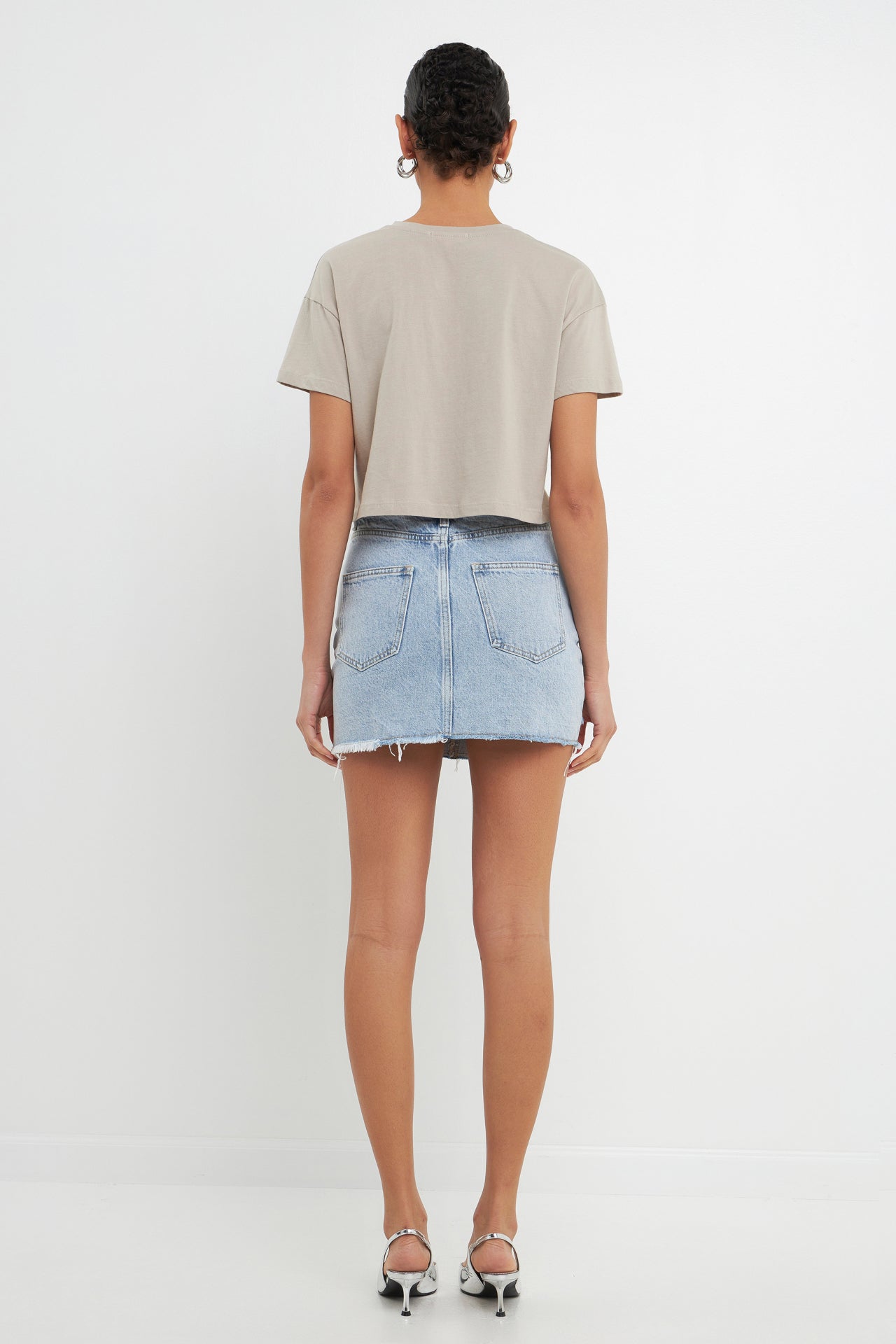 GREY LAB - Cropped Basic T-Shirt - TOPS available at Objectrare