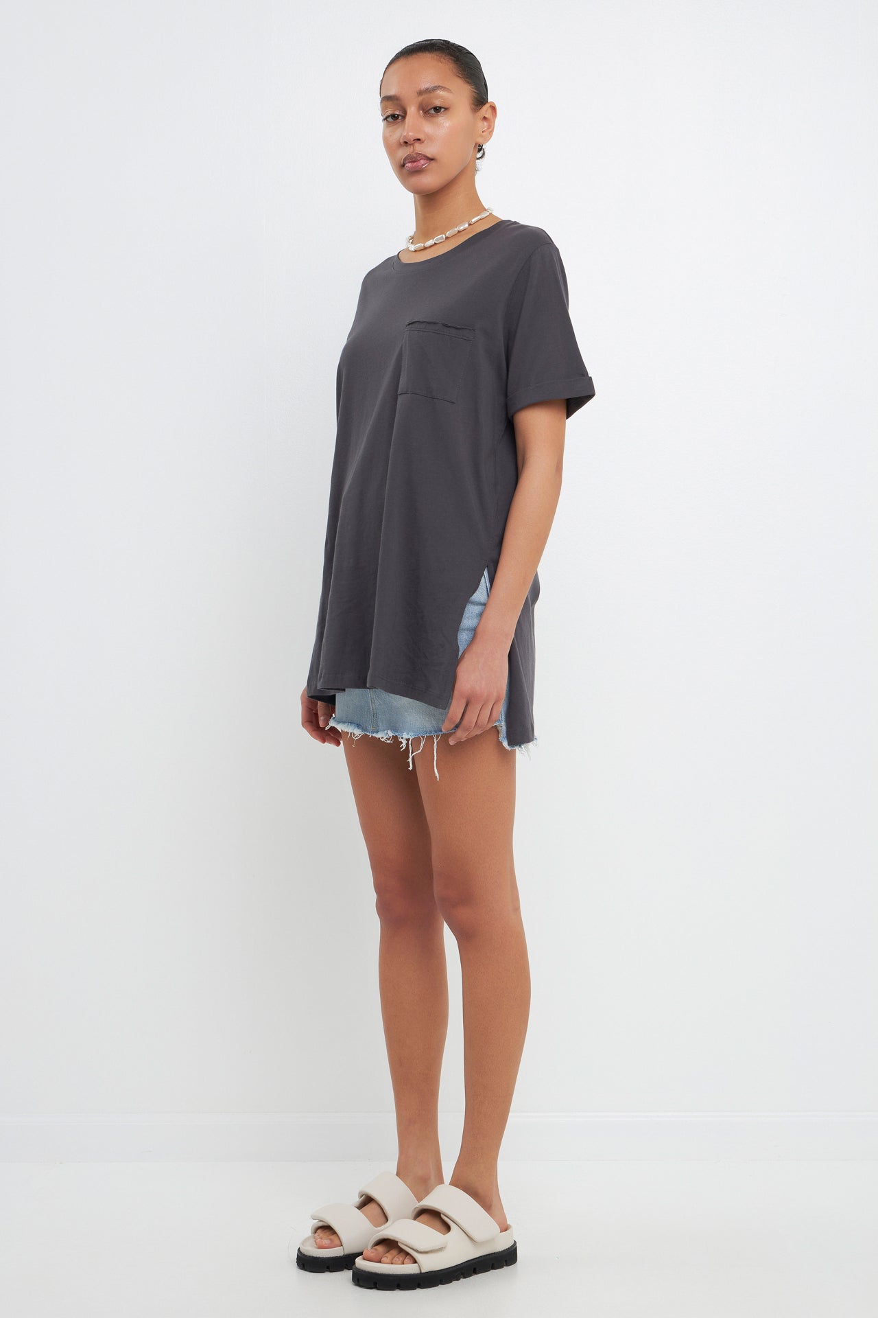 GREY LAB - Classic Round Neck T-shirt With Round Neck - T-SHIRTS available at Objectrare
