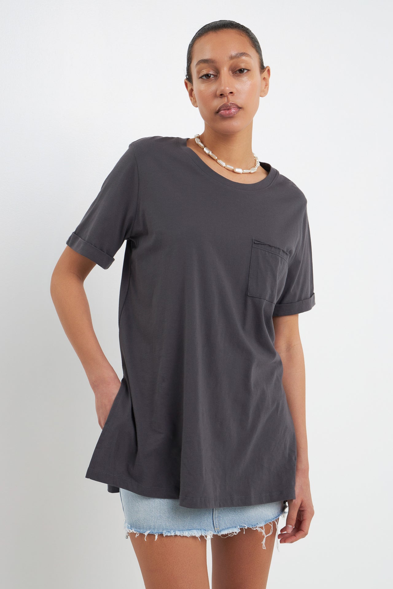 GREY LAB - Classic Round Neck T-shirt With Round Neck - T-SHIRTS available at Objectrare