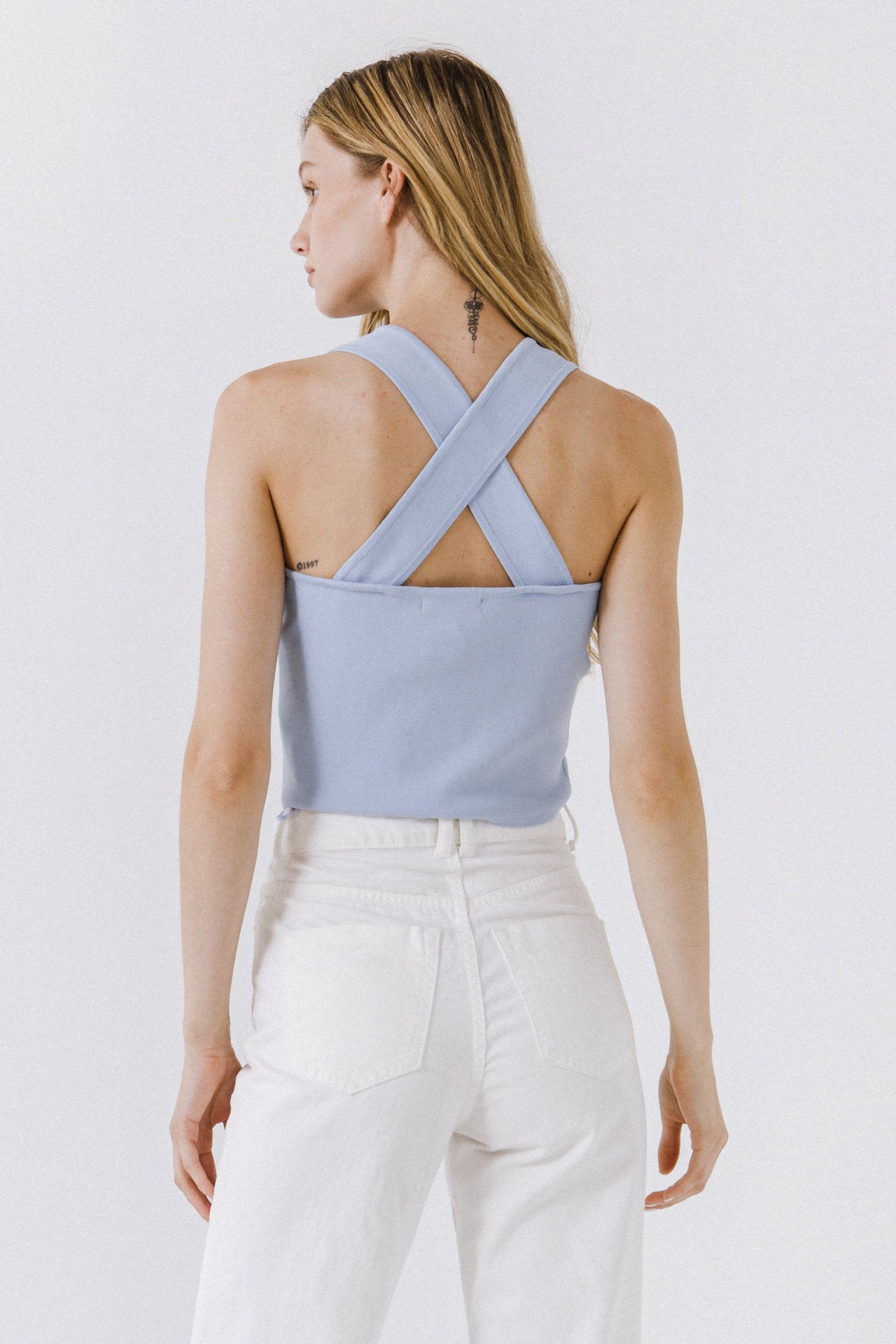 GREY LAB - Cross Back Knit Top - TOPS available at Objectrare