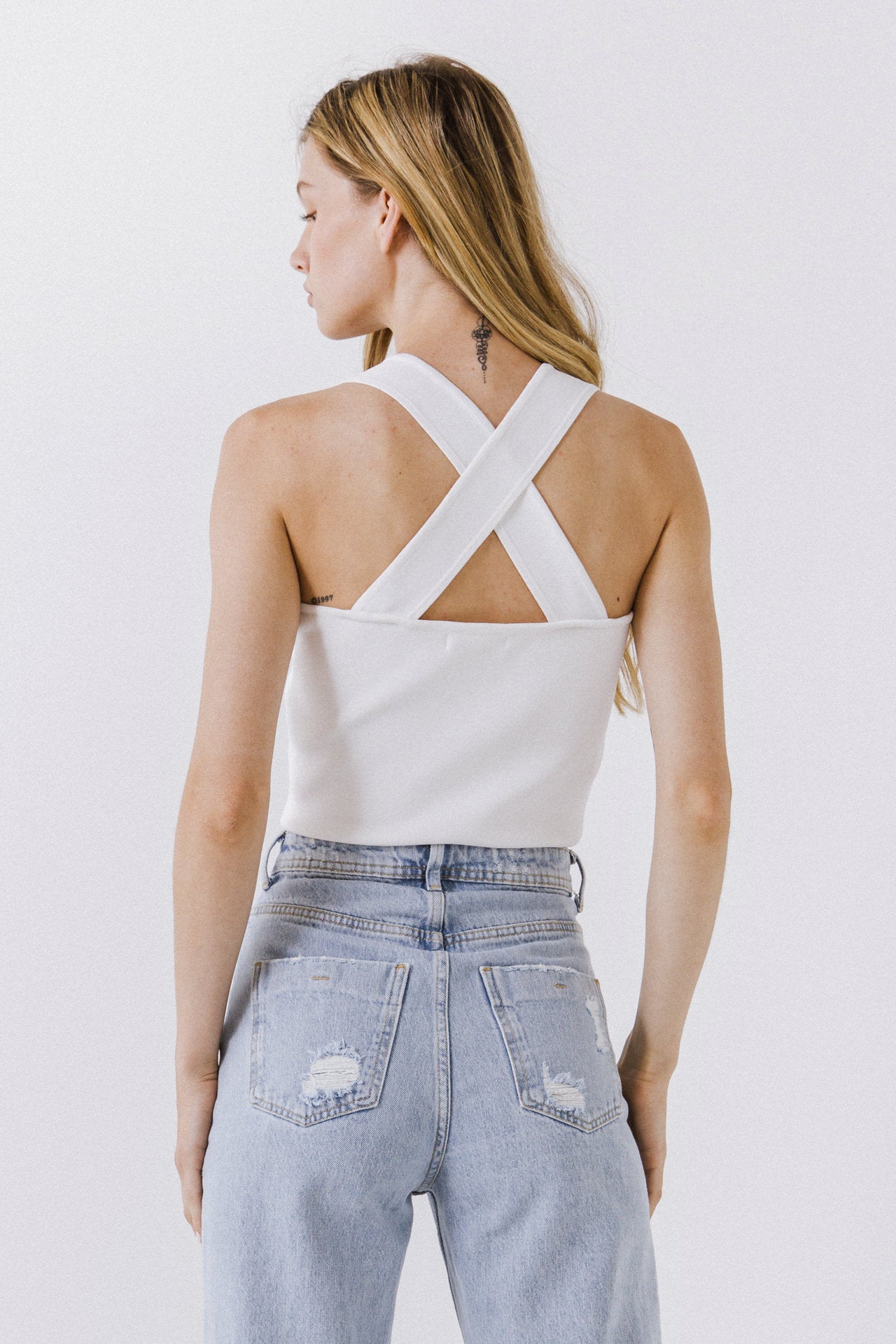 GREY LAB - Cross Back Knit Top - TOPS available at Objectrare