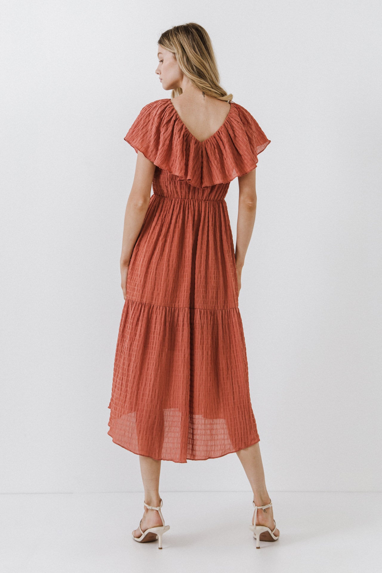 FREE THE ROSES - Midi Dress with Ruffle Detail - DRESSES available at Objectrare
