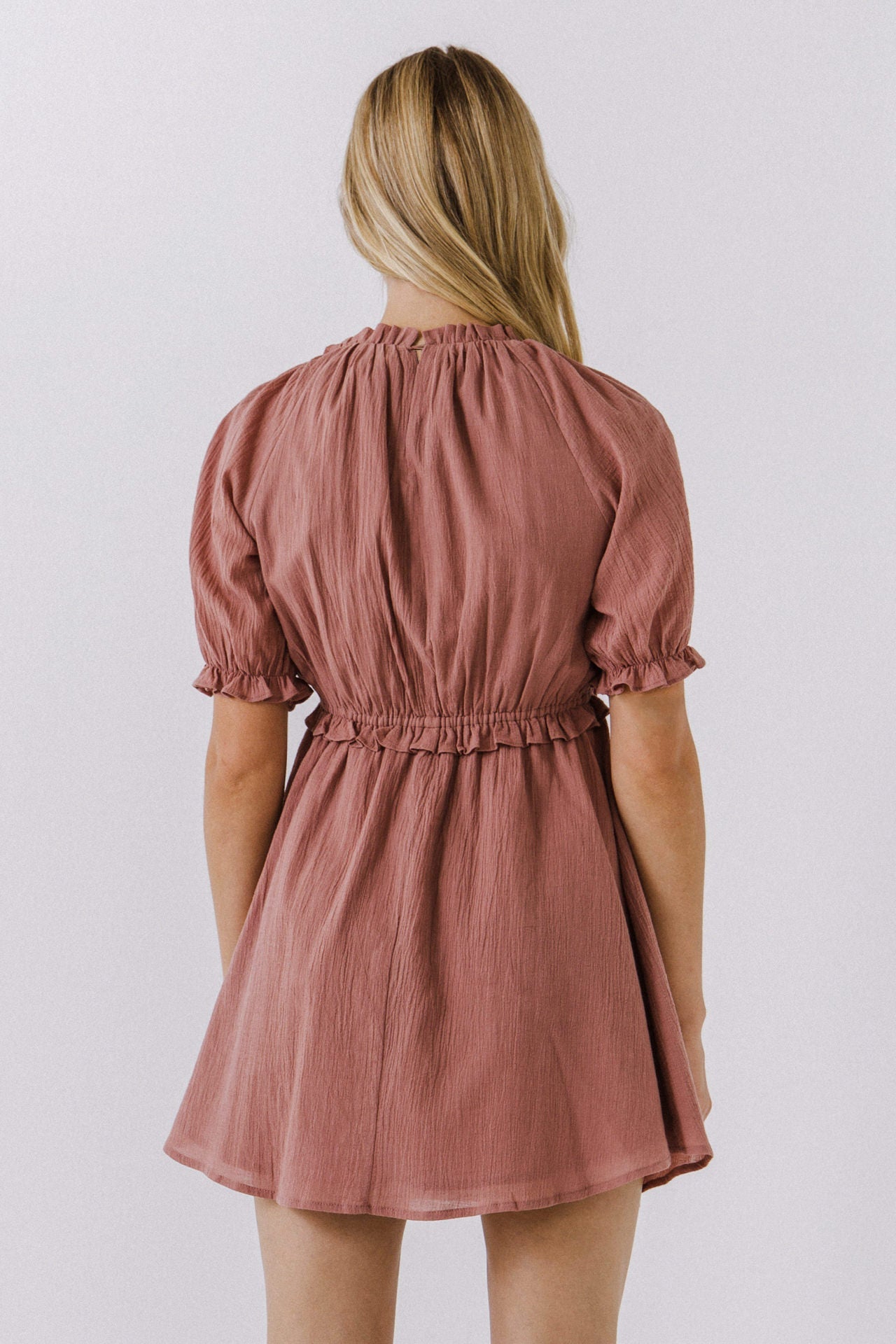 FREE THE ROSES - Ruffle V-Neck Babydoll Dress - DRESSES available at Objectrare
