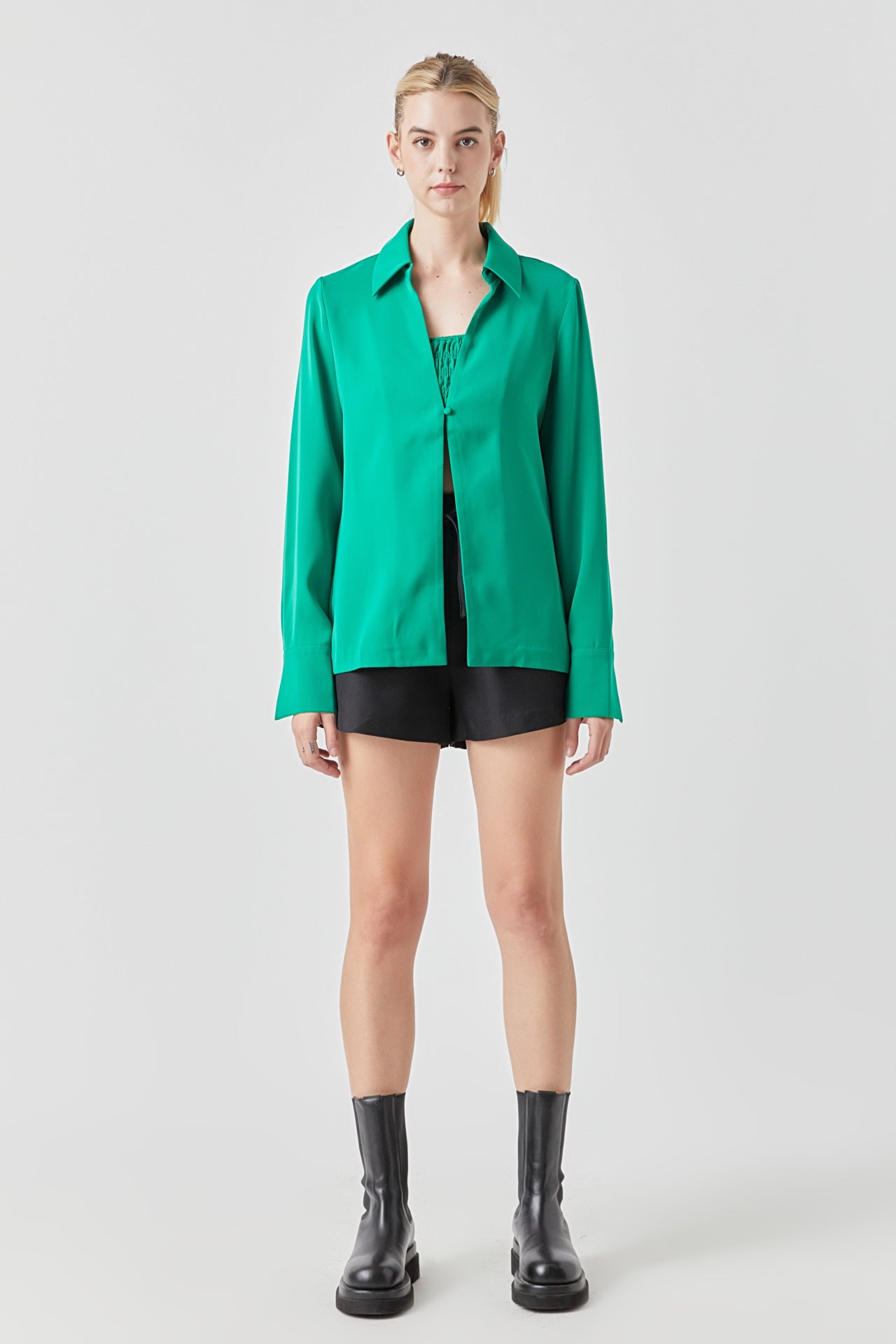 GREY LAB - Collared Open Suit and Smocked Bandeau Set - TOPS available at Objectrare