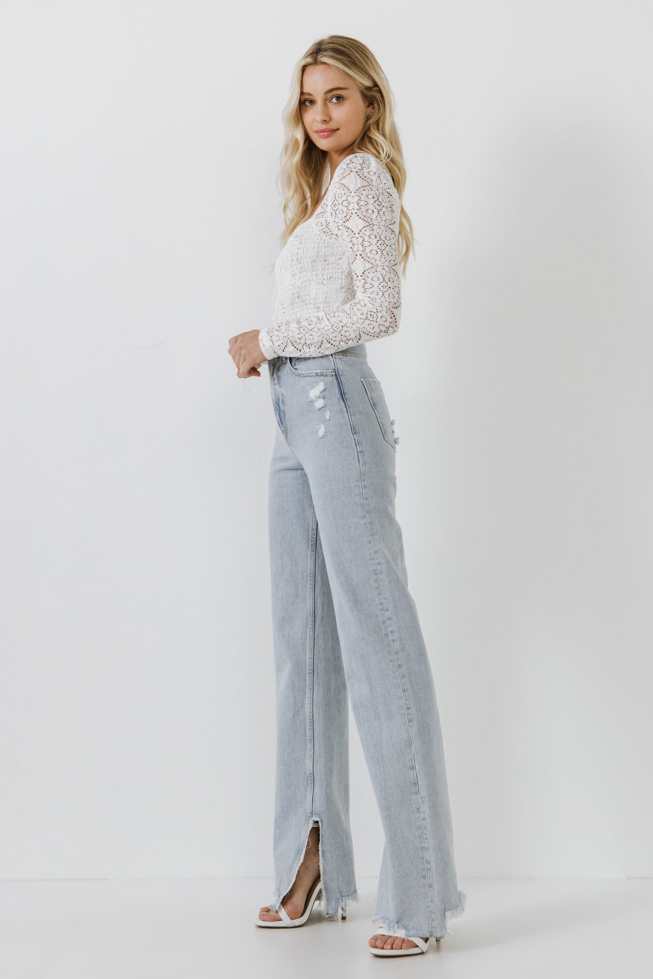 FREE THE ROSES - Lace Long Sleeve Top - TOPS available at Objectrare