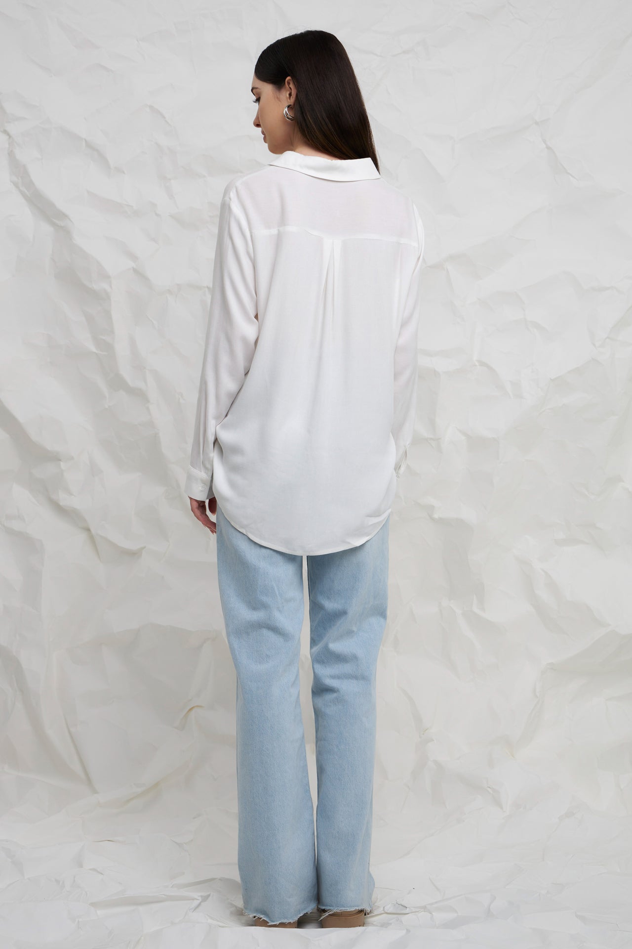 ENGLISH FACTORY - Front Tie Oversized Collared Top - TOPS available at Objectrare