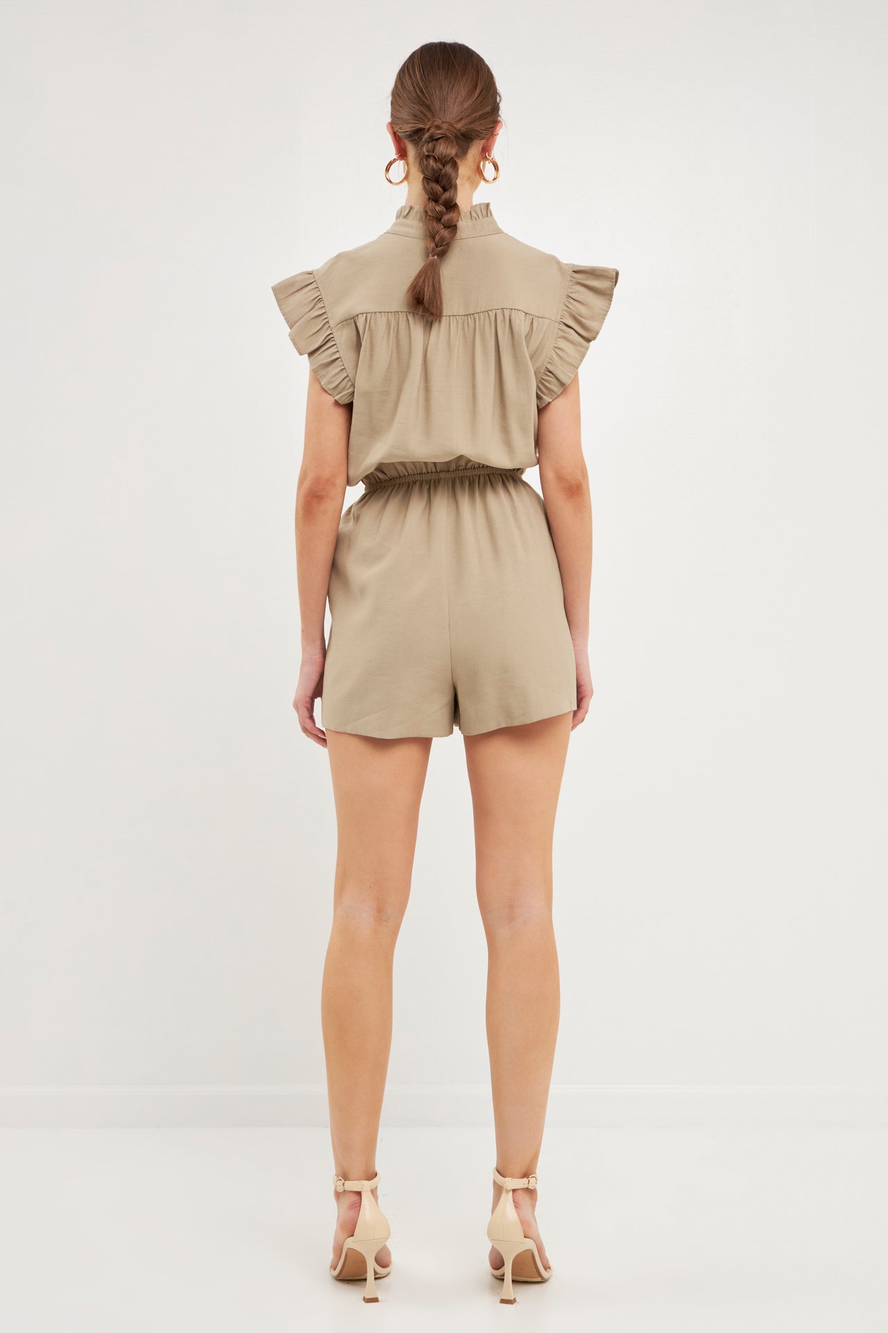ENDLESS ROSE - Ruffled Button up Romper - ROMPERS available at Objectrare