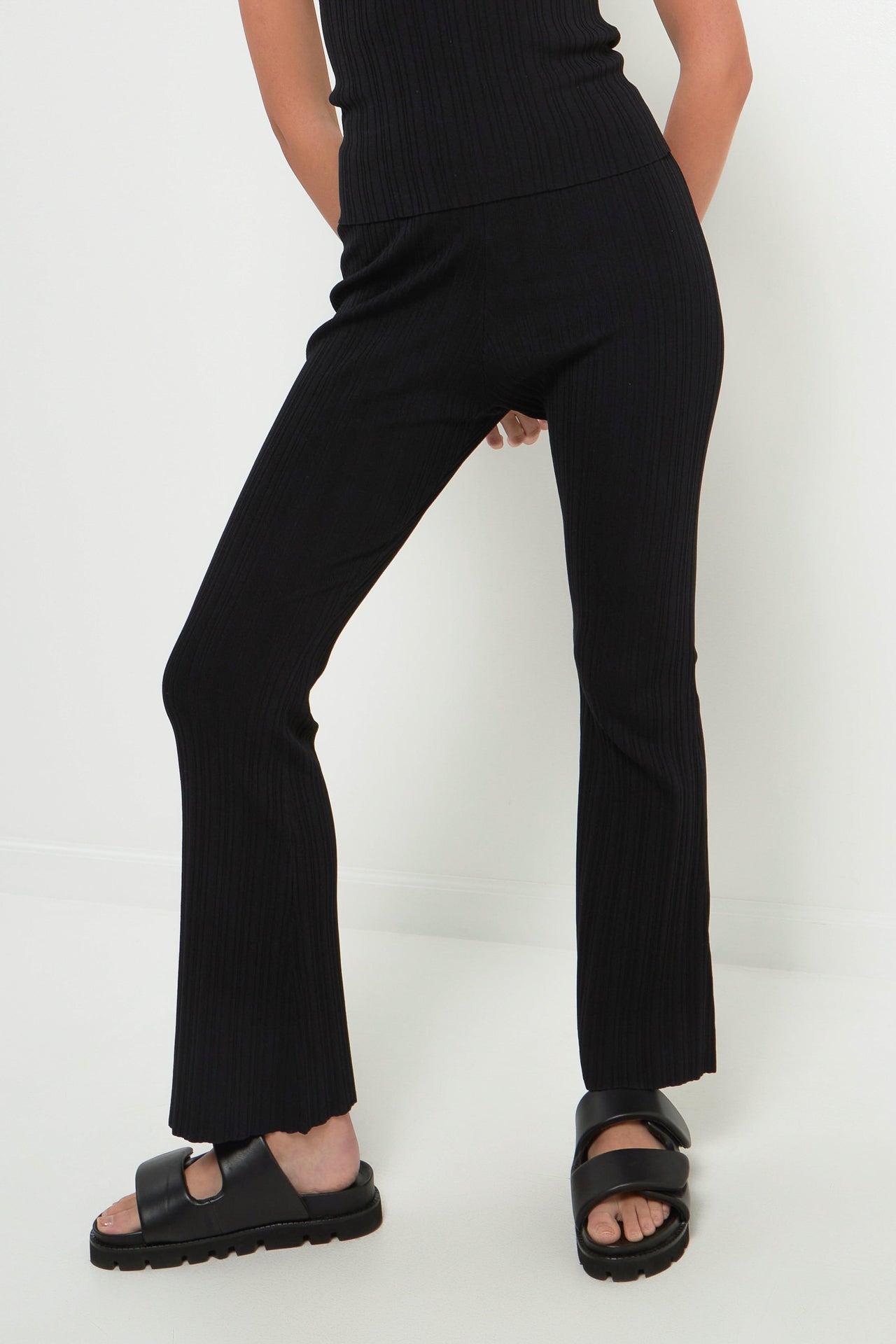 GREY LAB - Multi Rib Flared Knit Pants - PANTS available at Objectrare