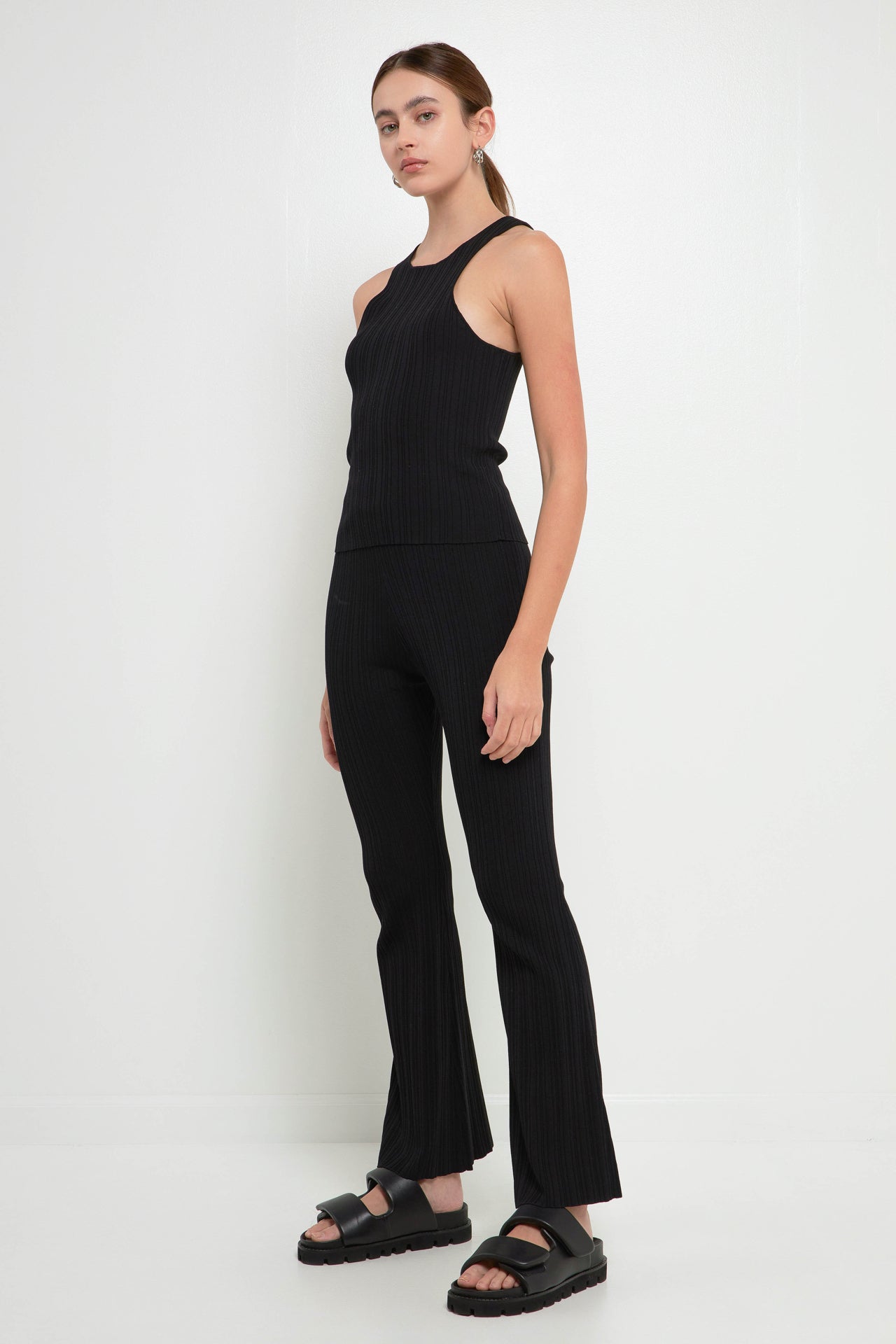 GREY LAB - Multi Rib Flared Knit Pants - PANTS available at Objectrare