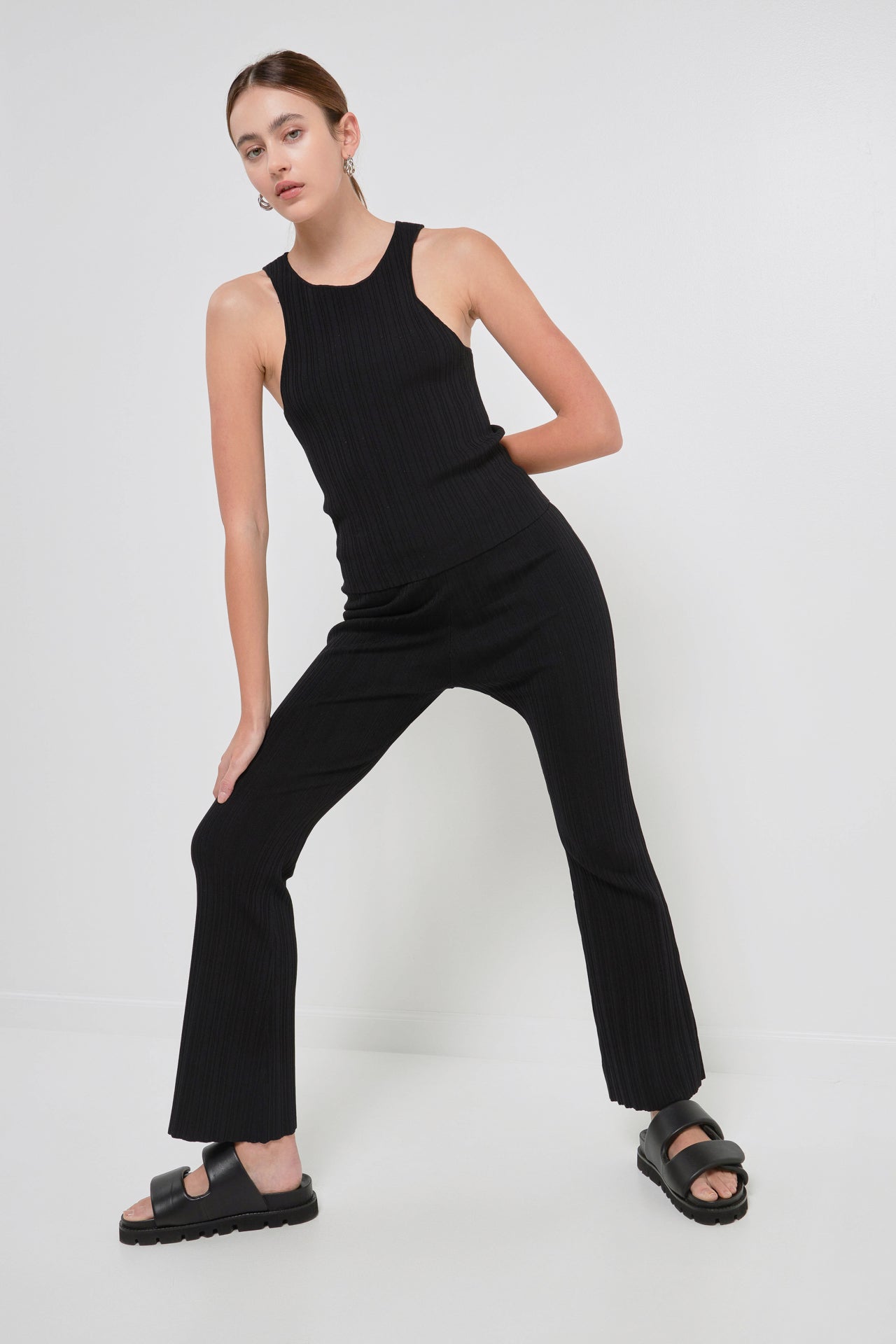 GREY LAB - Multi Rib Flared Knit Pants - PANTS available at Objectrare