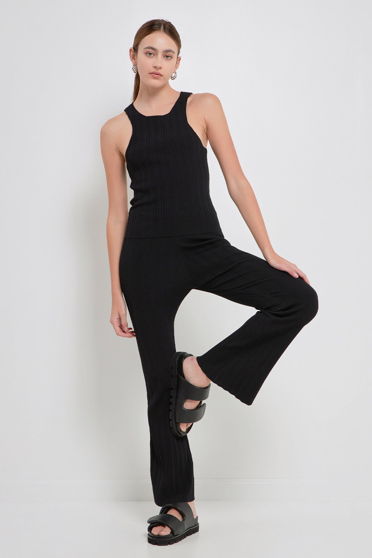 GREY LAB - Multi Rib Flared Knit Pants - PANTS available at Objectrare