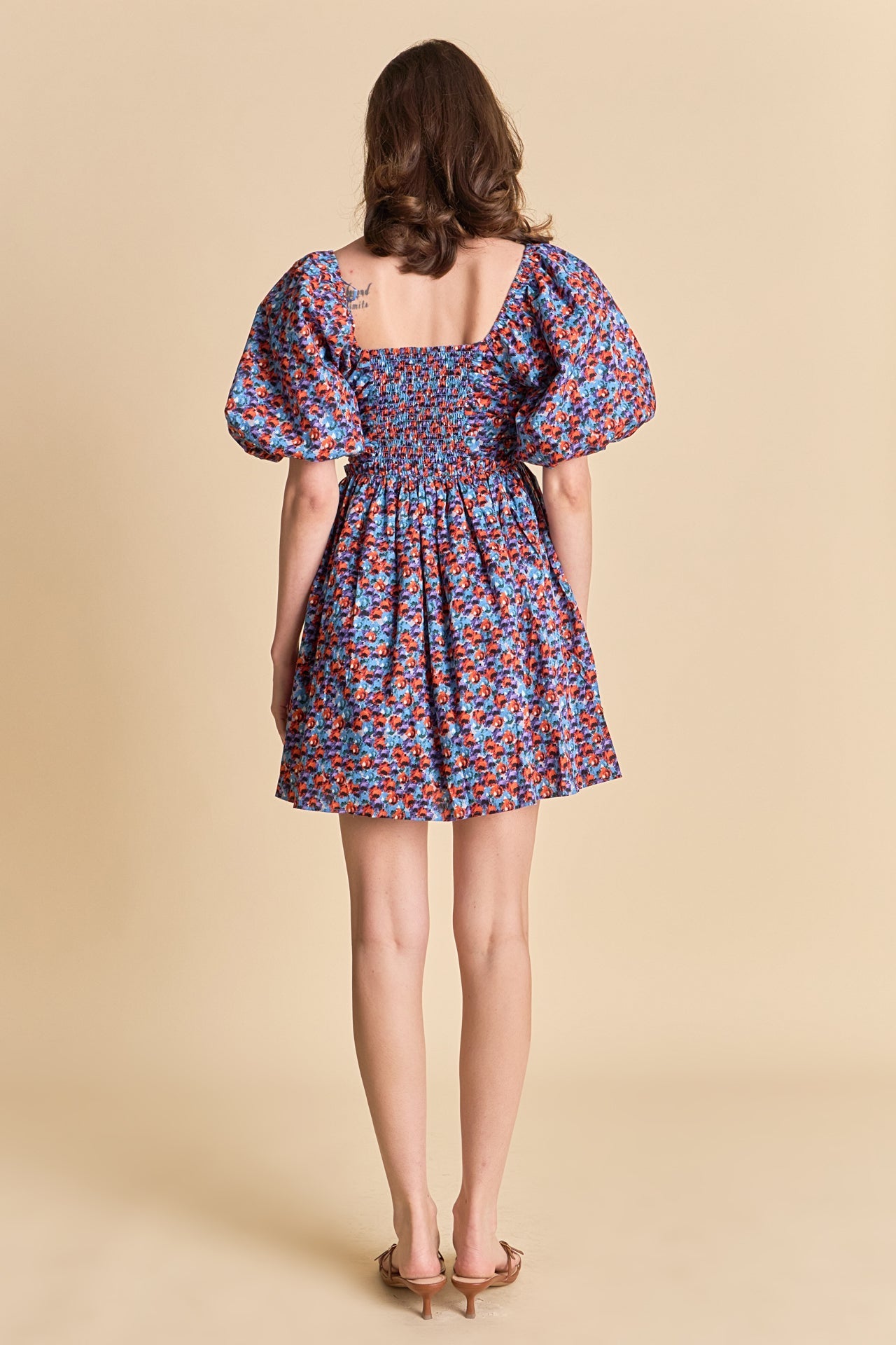 ENDLESS ROSE - Floral Ruched Poplin Mini Dress - DRESSES available at Objectrare