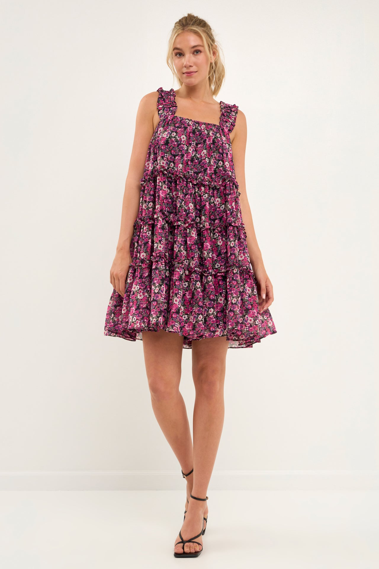 ENDLESS ROSE - High Multi Chiffon Flounce Ruffled Mini Dress - DRESSES available at Objectrare