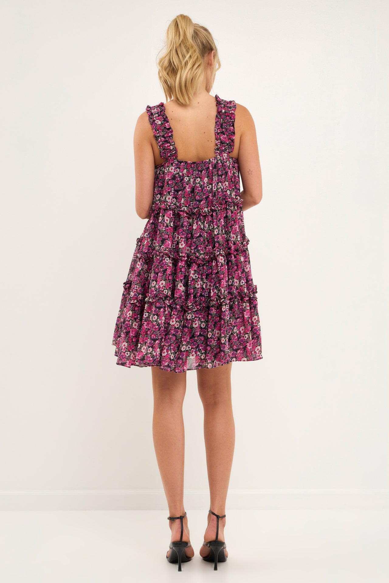 ENDLESS ROSE - High Multi Chiffon Flounce Ruffled Mini Dress - DRESSES available at Objectrare