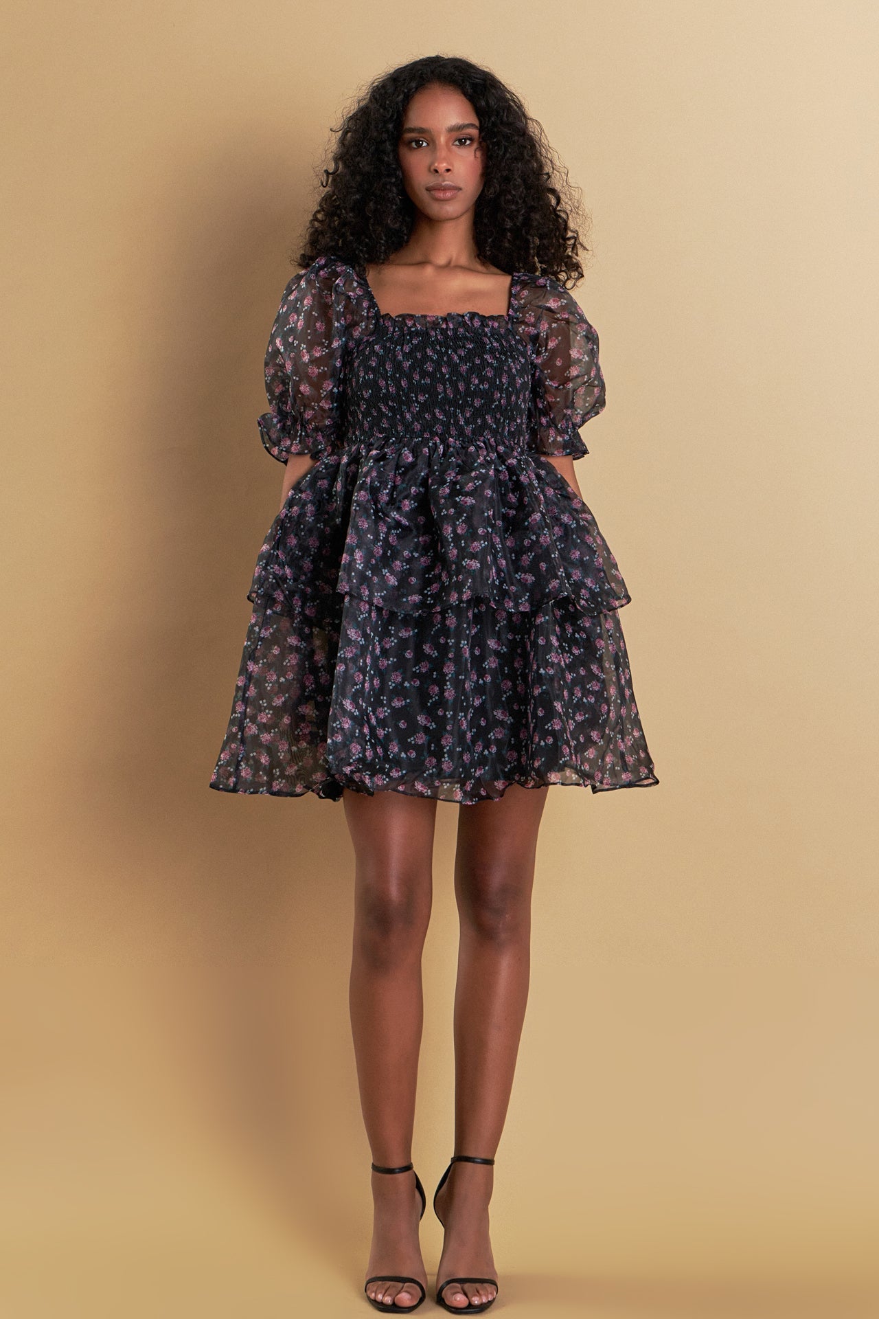 ENDLESS ROSE - Floral Organza Double Ruffled Baby Doll - DRESSES available at Objectrare