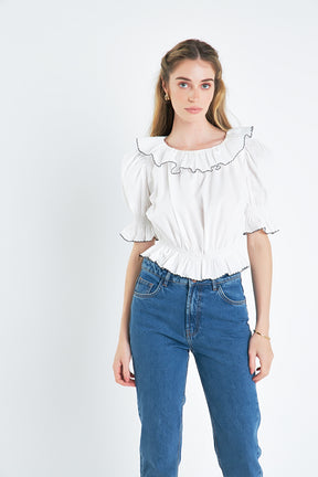 ENGLISH FACTORY - Puff Sleeve Crop Top - TOPS available at Objectrare