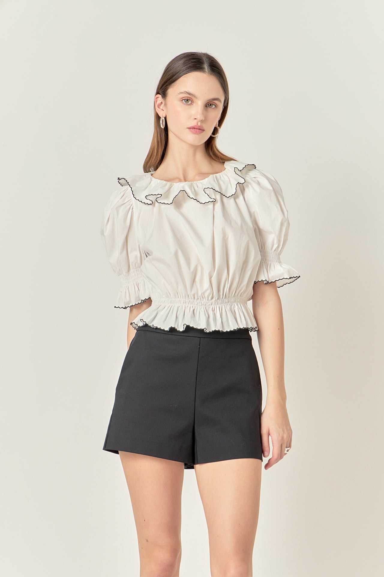 ENGLISH FACTORY - Puff Sleeve Crop Top - TOPS available at Objectrare