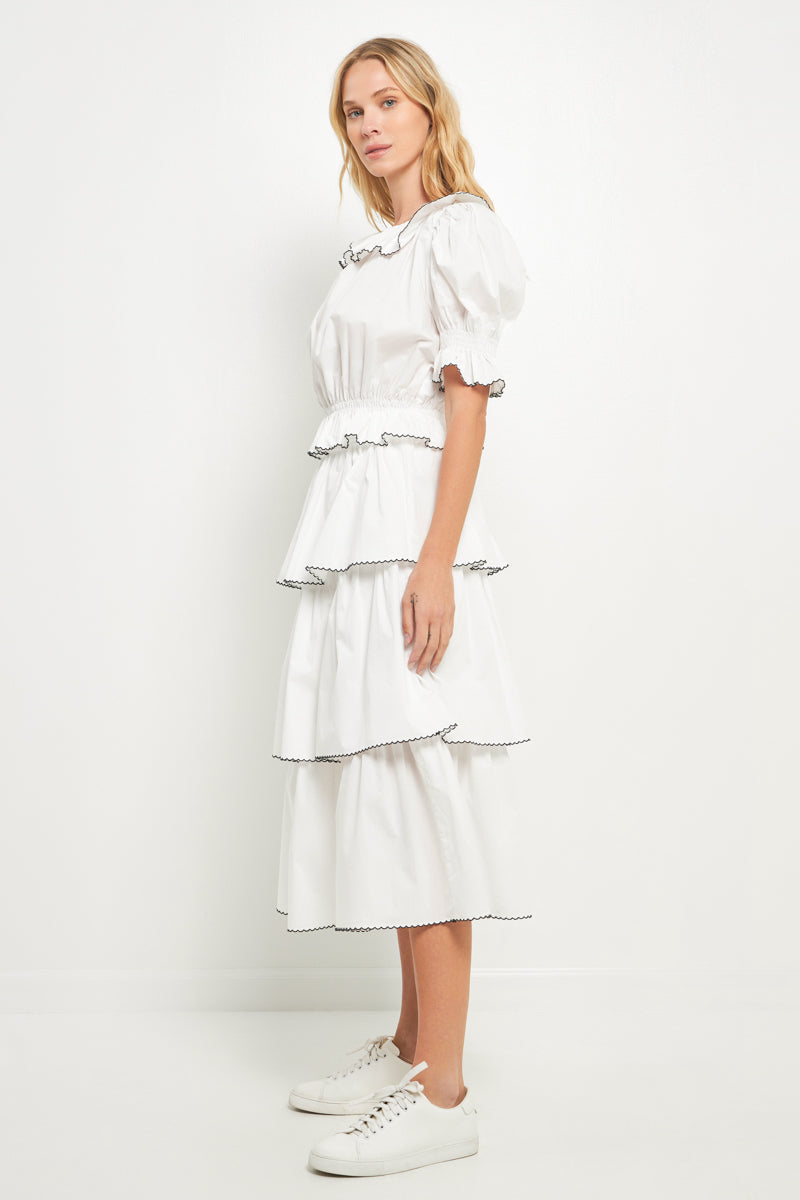 ENGLISH FACTORY - Tiered Midi Skirt - SKIRTS available at Objectrare