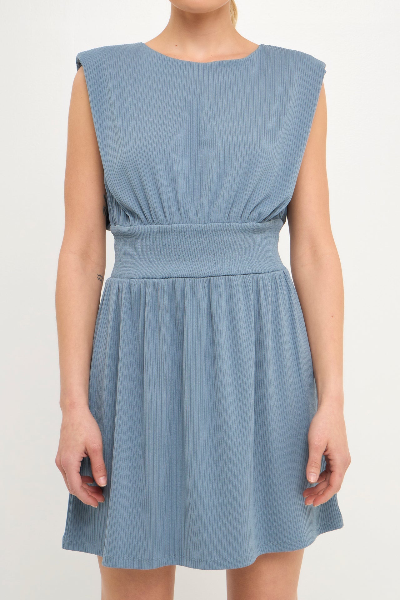 ENDLESS ROSE - Shoulder Pad Mini with Smocked Waist - DRESSES available at Objectrare