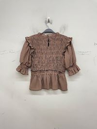 ENGLISH FACTORY - Mini Check High Neck Smocked Top - TOPS available at Objectrare