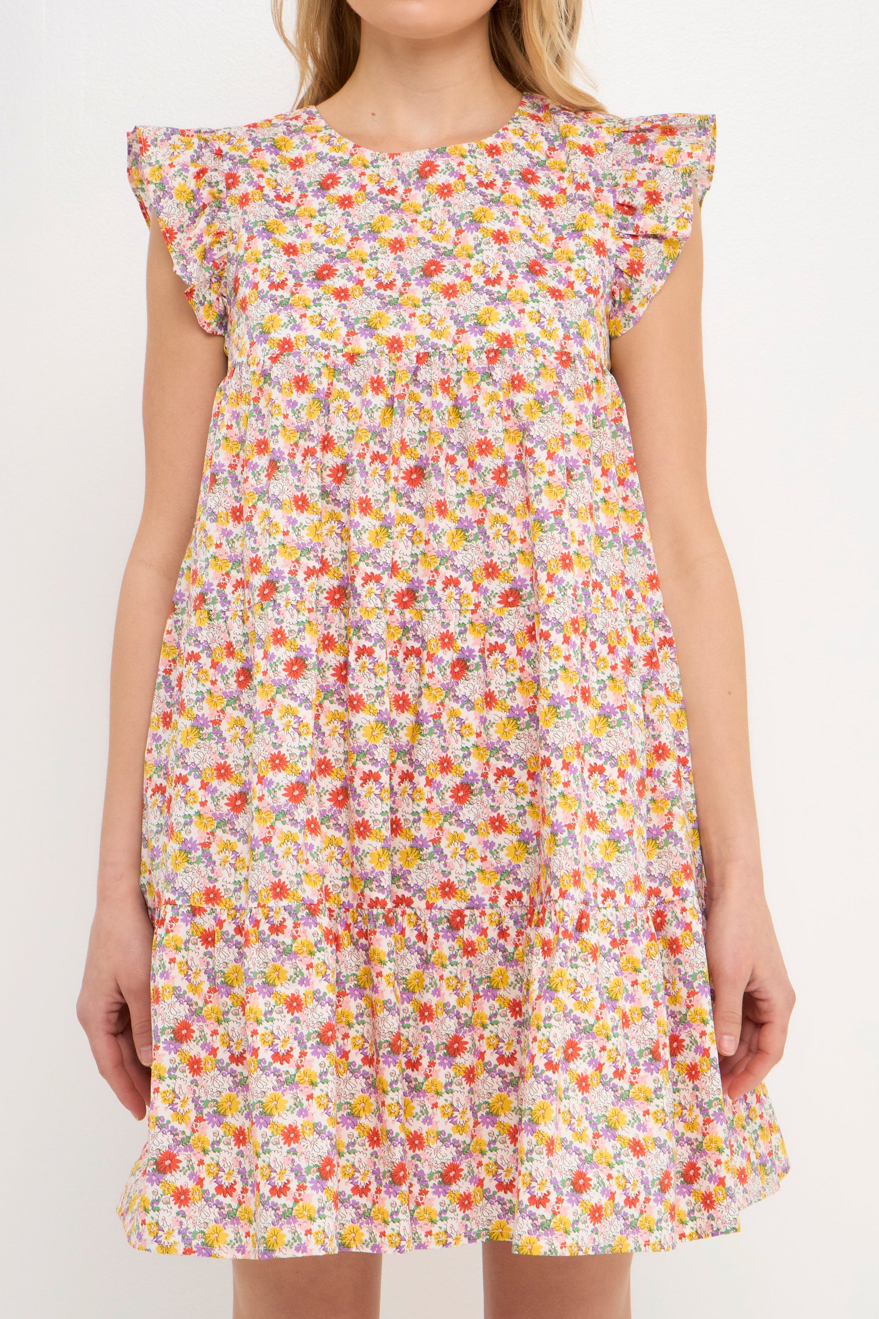 ENGLISH FACTORY - Floral Printed Babydoll Mini Dress - DRESSES available at Objectrare