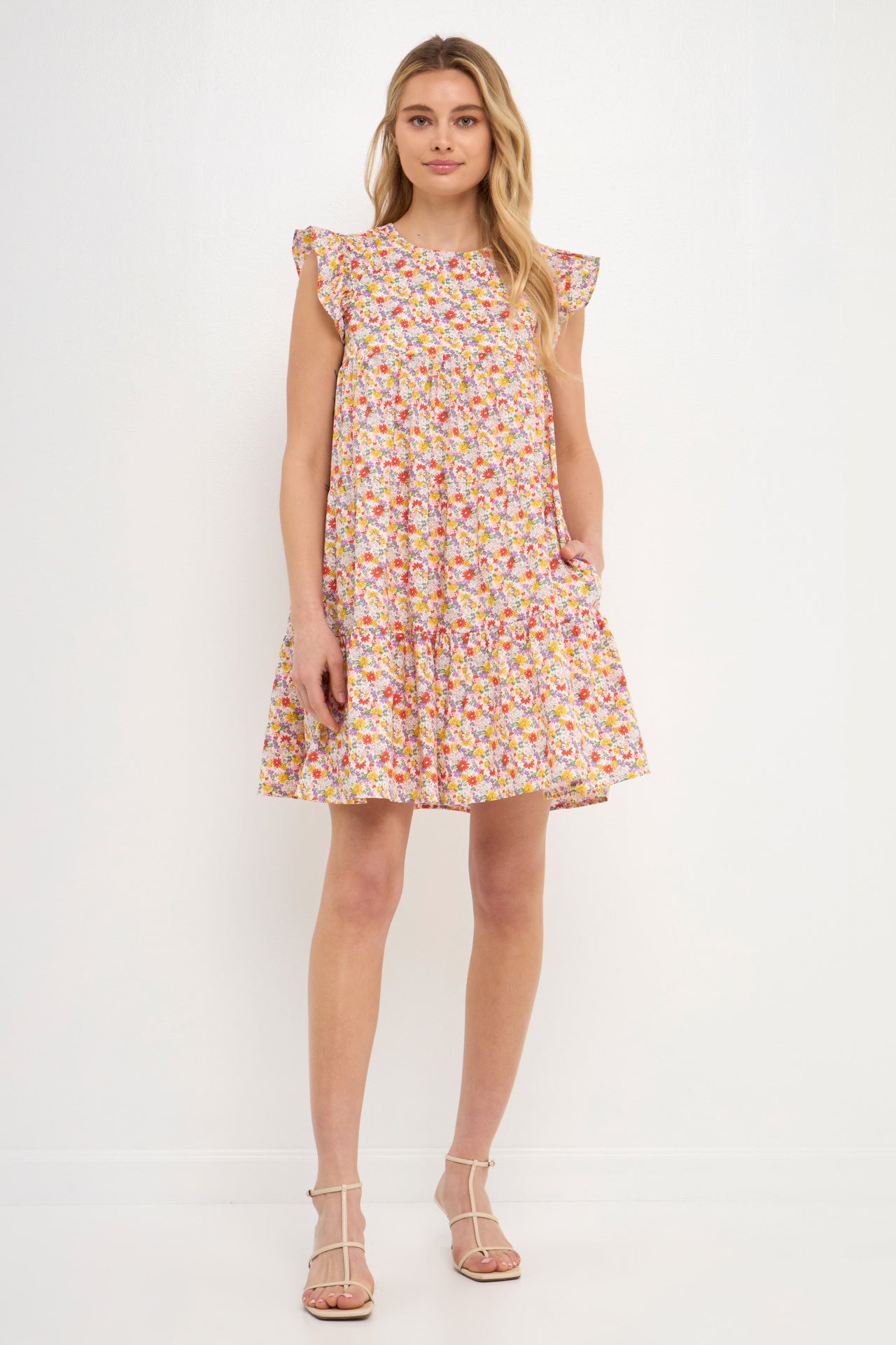 ENGLISH FACTORY - Floral Printed Babydoll Mini Dress - DRESSES available at Objectrare
