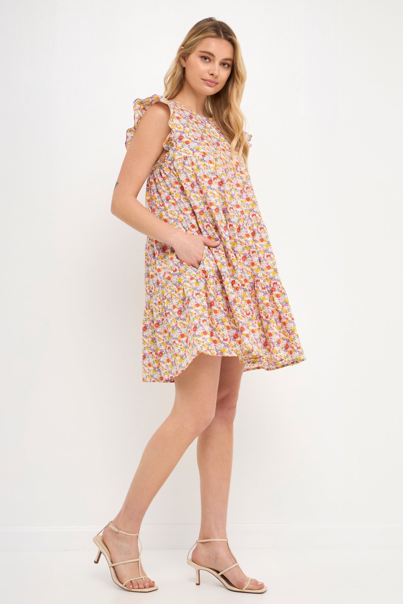 ENGLISH FACTORY - Floral Printed Babydoll Mini Dress - DRESSES available at Objectrare