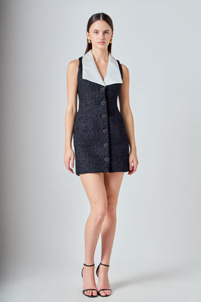 ENDLESS ROSE - Premium Sleeveless Tweed Mini Dress - DRESSES available at Objectrare