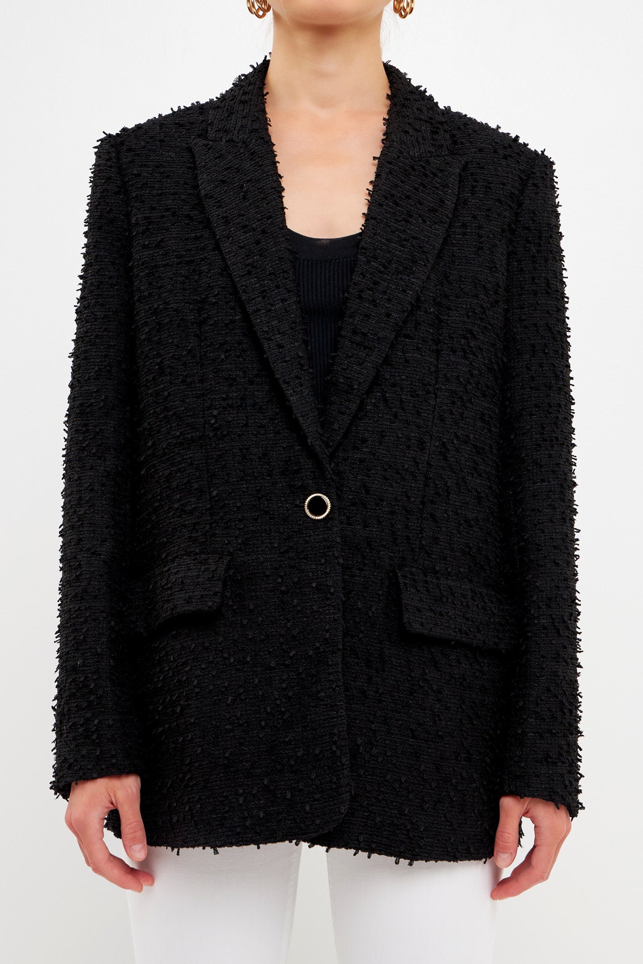 ENDLESS ROSE - Tweed Boyfriend Blazer - BLAZERS available at Objectrare