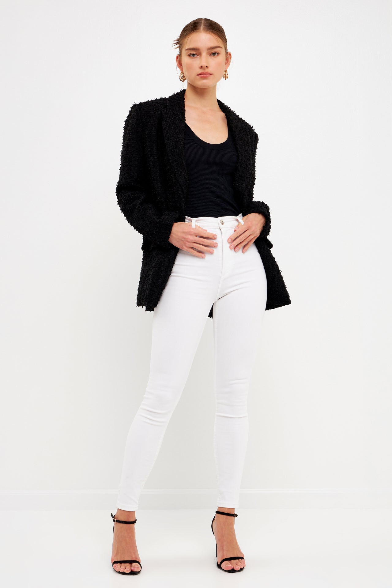 ENDLESS ROSE - Tweed Boyfriend Blazer - BLAZERS available at Objectrare
